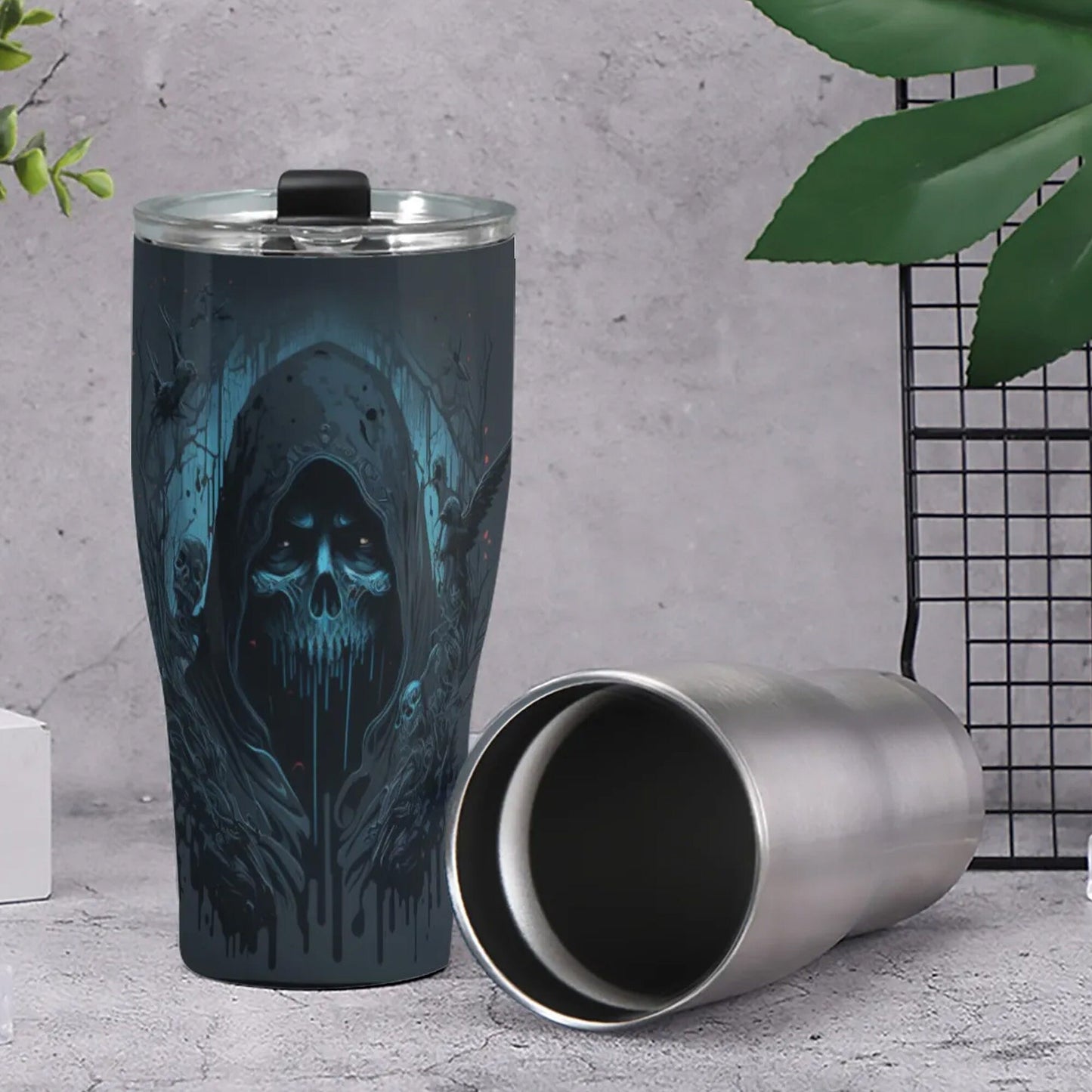 Grim reaper skull mug, punisher skull coffee mug, death skull tumblr, skeleton mug, skull freezer Mug, biker skull tumbler cup mug tumblers