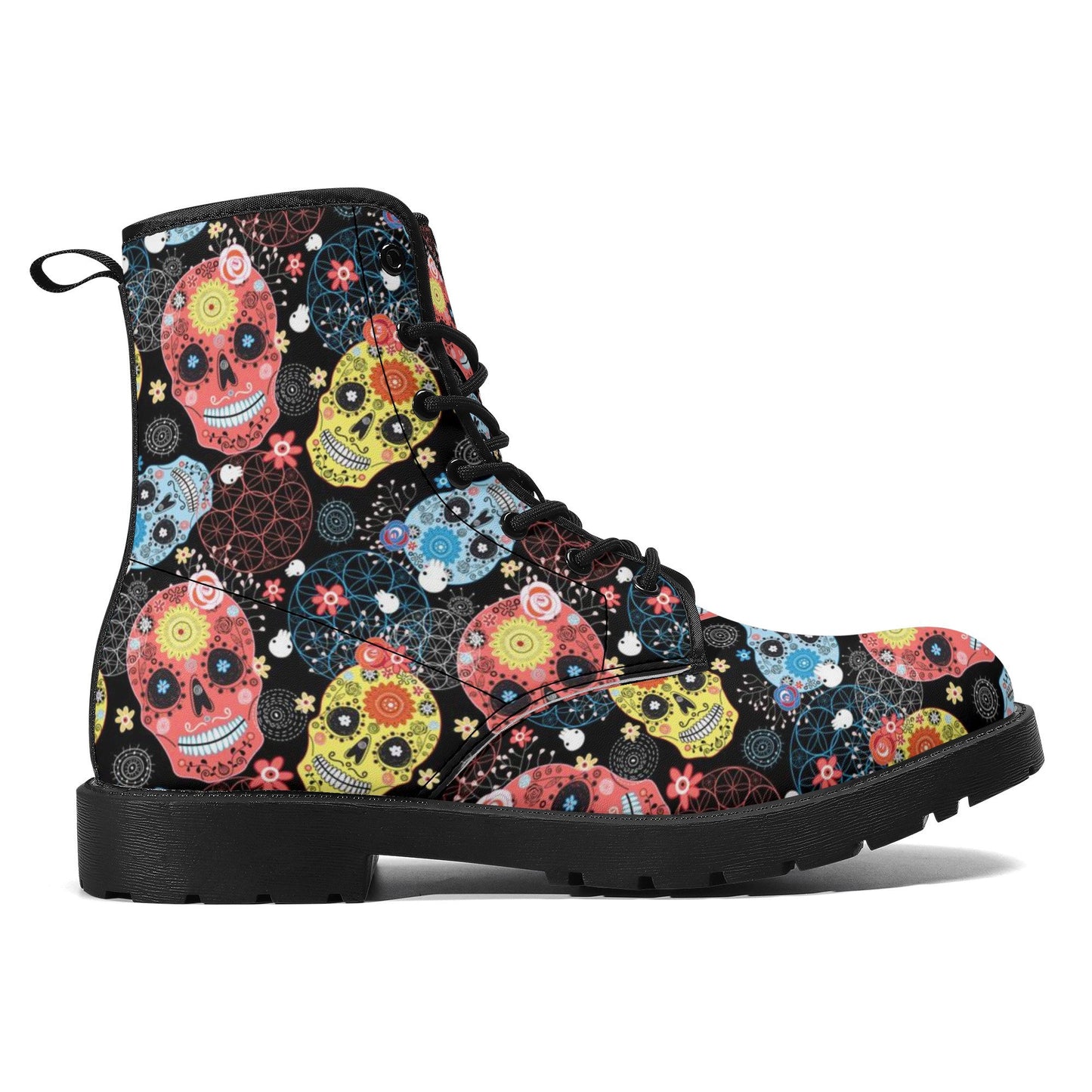Mexico boots, floral skull unisex boots, cinco de mayo skull men women boots, floral sugar skull men women shoes, floral sugar skull boots