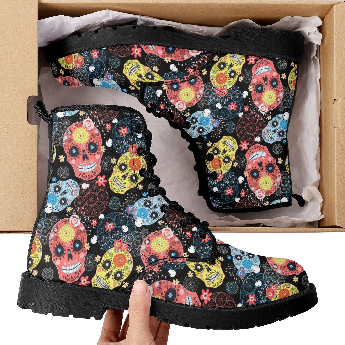Mexico boots, floral skull unisex boots, cinco de mayo skull men women boots, floral sugar skull men women shoes, floral sugar skull boots