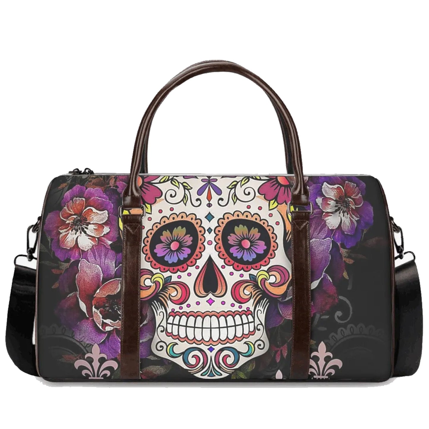 Mexico large travel bag, cinco de mayo skull Hospital Bag, candy skull Canvas Weekend Travel Bag, floral sugar skull travel bag, day of the
