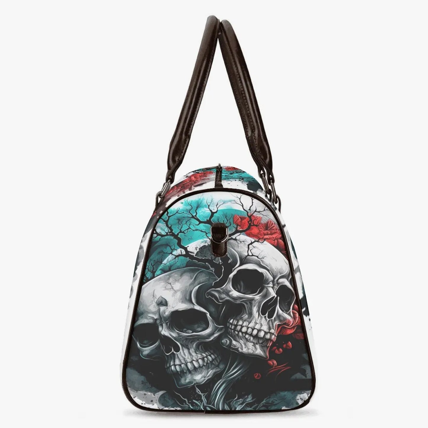 Gothic skull Carry on Weekender Overnight Bag, punisher skull monogrammed bag, floral skull Carry On Bag, punisher skull shoulder travel bag