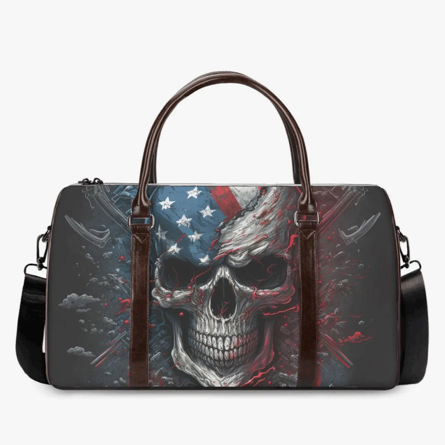 Gothic skull large travel bag, flame skull Vacation Holidays Travel Bag, motorcycle skull Carry On Bag, evil monogrammed bag biker skull bag