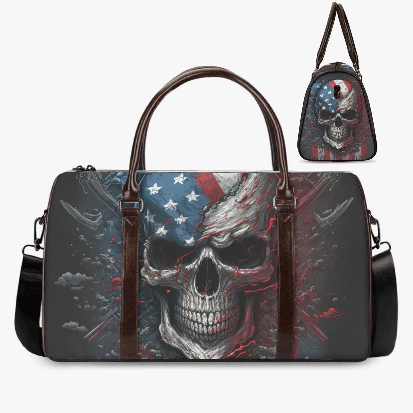 Gothic skull large travel bag, flame skull Vacation Holidays Travel Bag, motorcycle skull Carry On Bag, evil monogrammed bag biker skull bag