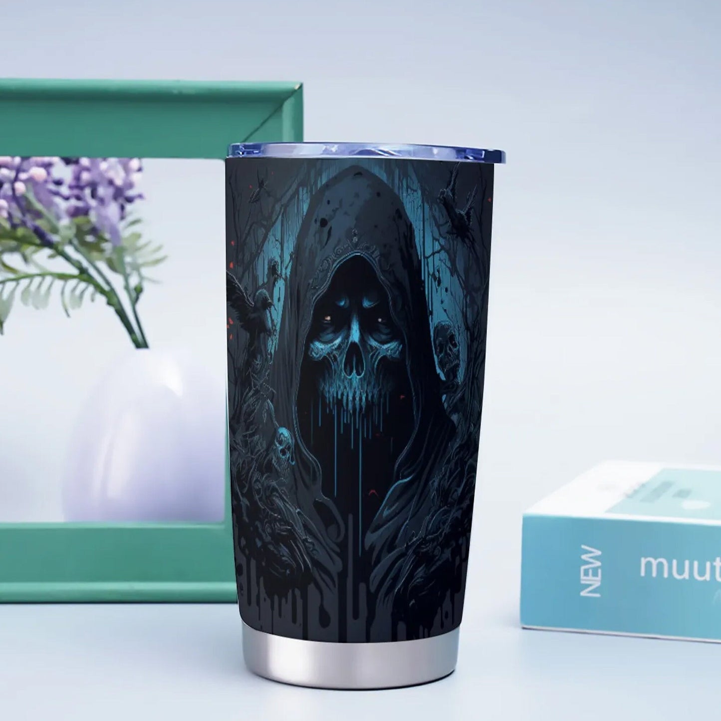 Grim reaper skull mug, punisher skull coffee mug, death skull tumblr, skeleton mug, skull freezer Mug, biker skull tumbler cup mug tumblers