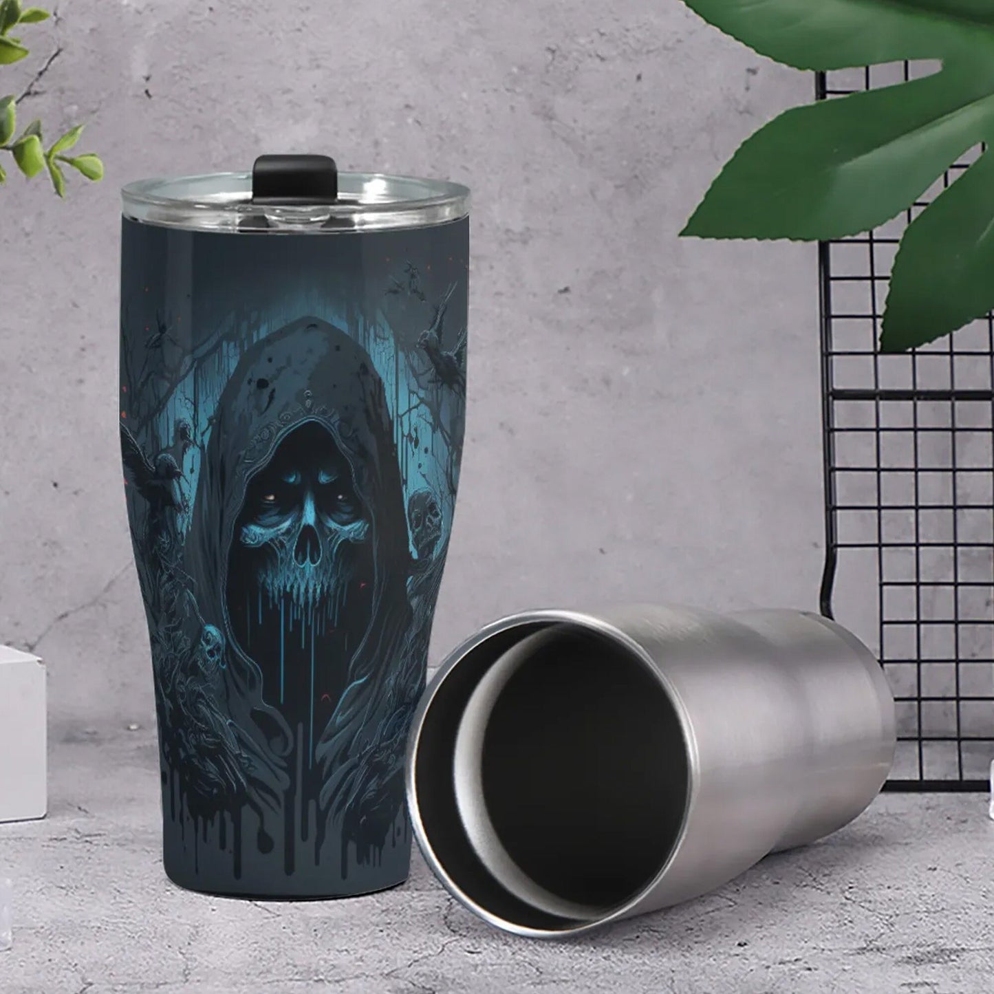 Grim reaper skull mug, punisher skull coffee mug, death skull tumblr, skeleton mug, skull freezer Mug, biker skull tumbler cup mug tumblers