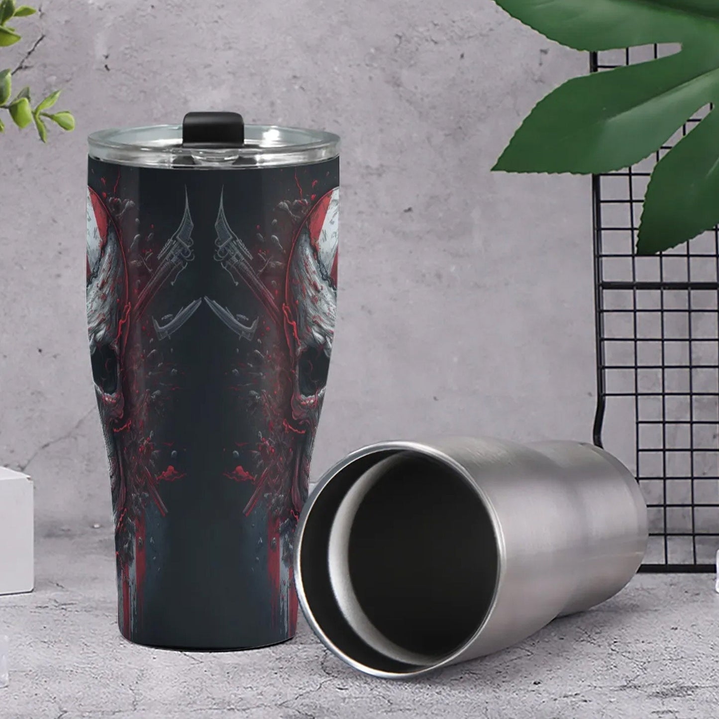 Christmas skull tumbler cup mug, flower skull mug, punisher skull cup, flame skull mug, rose skull mug biker skull beer mug floral skull cup