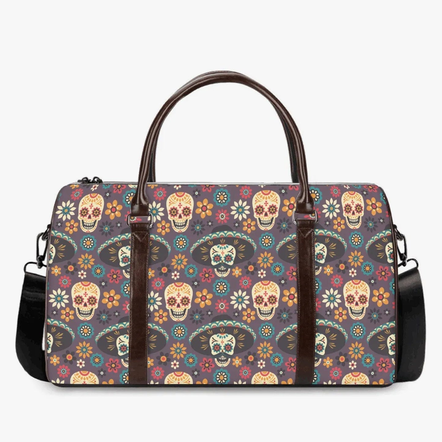 Floral skull travel bag, cinco de mayo skull handbag, day of the dead handbag, floral sugar skull large travel bag, sugar skull Vacation bag