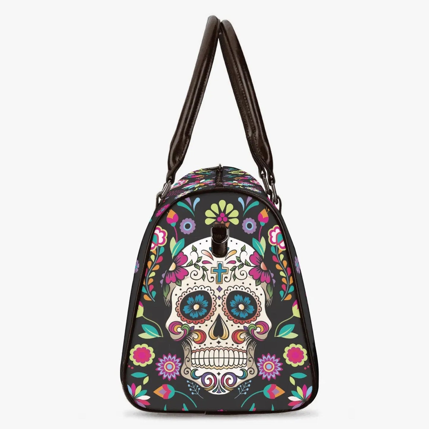 Day of the dead weekender bags, floral skull shoulder bag, day of the dead large travel bag, floral skull Overnight Bag, mexico travel bag