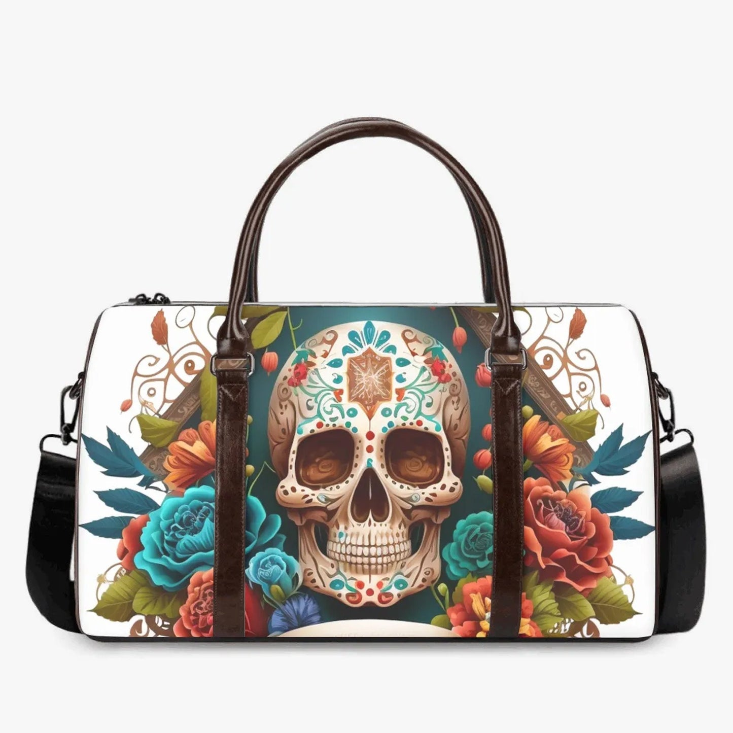 Floral skull large travel bag, mexico travel bag, sugar skull girl Carry on Weekender Overnight Bag mexico handbag sugar skull Overnight bag