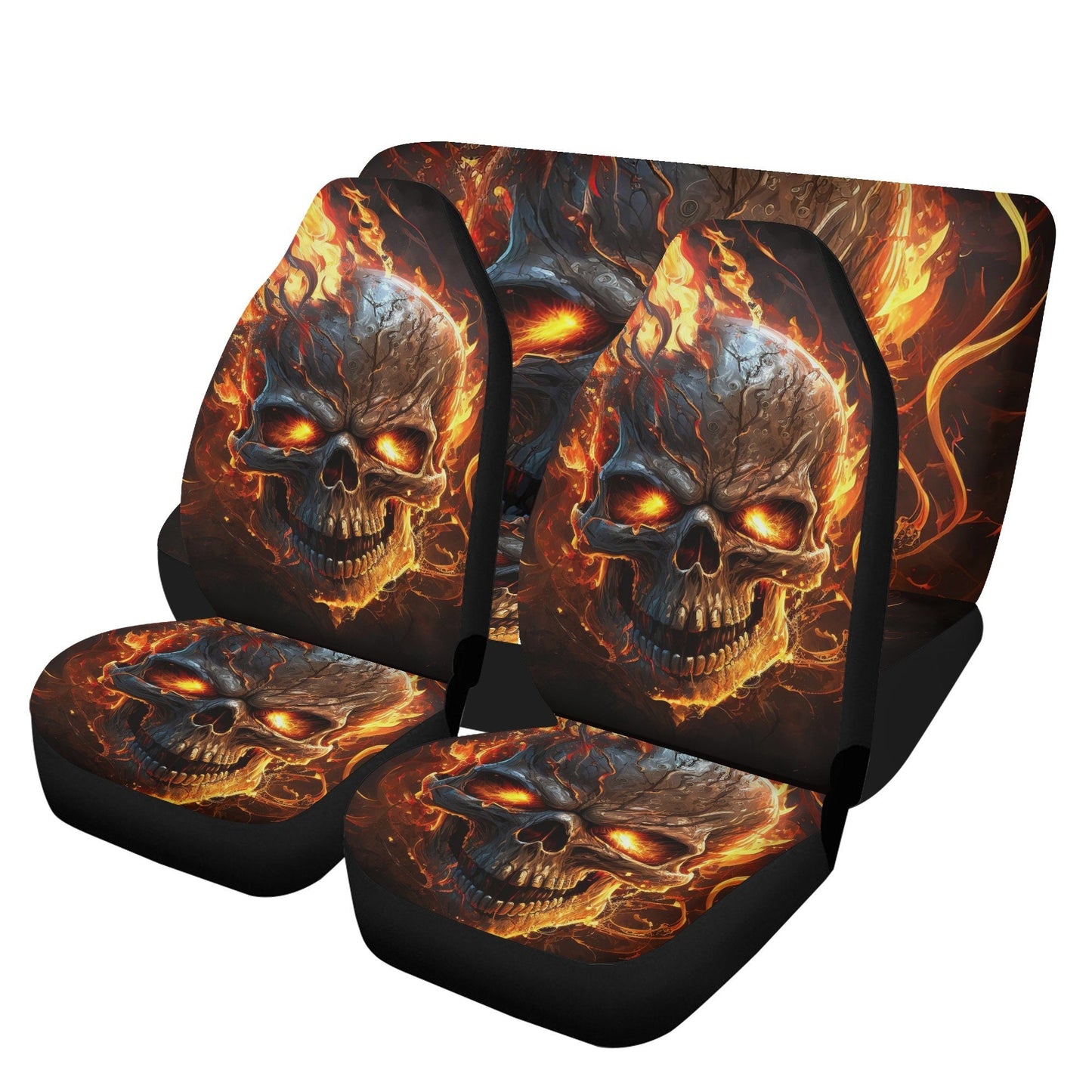 Flaming skull mat for vehicles, floral skull seat cover for truck, skeleton car mat, floral skull car mat flooring, floral skull mat for veh