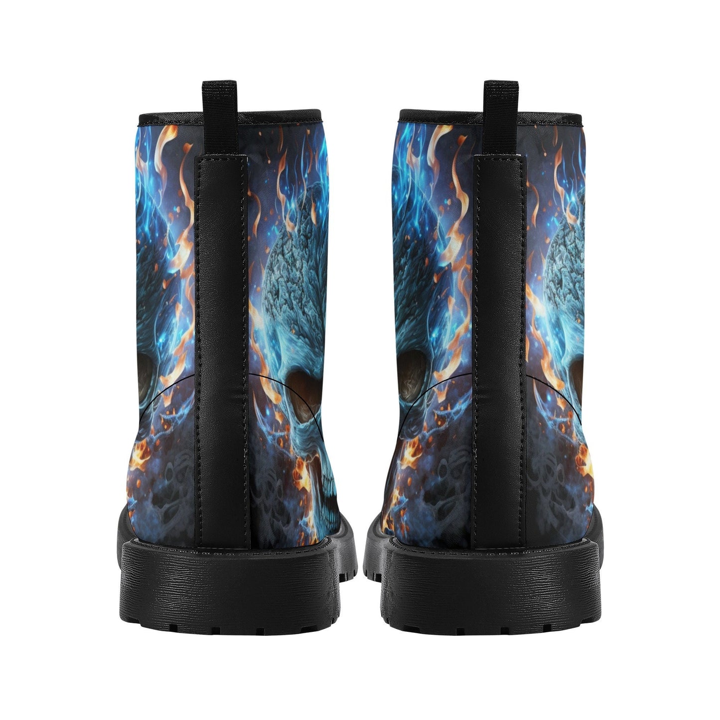 Flaming skull men women boots, Punisher horror gothic skull boots, Halloween skull boots Skeleton skull grim reaper leather rose skull boots