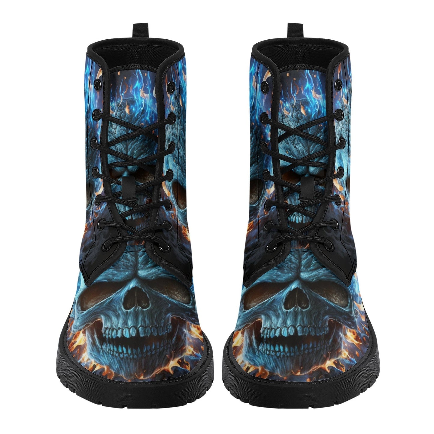 Flaming skull men women boots, Punisher horror gothic skull boots, Halloween skull boots Skeleton skull grim reaper leather rose skull boots