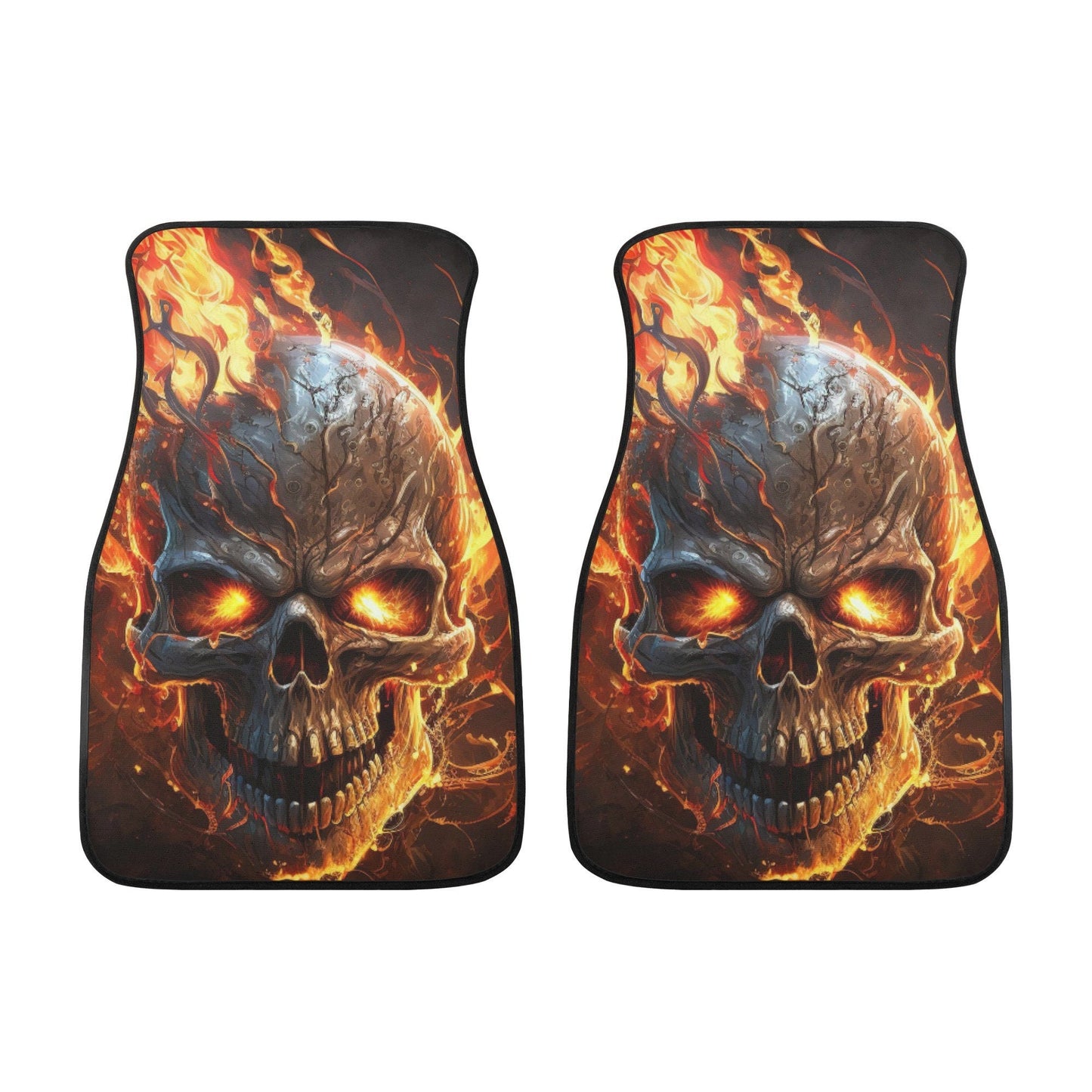 Flaming skull mat for vehicles, floral skull seat cover for truck, skeleton car mat, floral skull car mat flooring, floral skull mat for veh