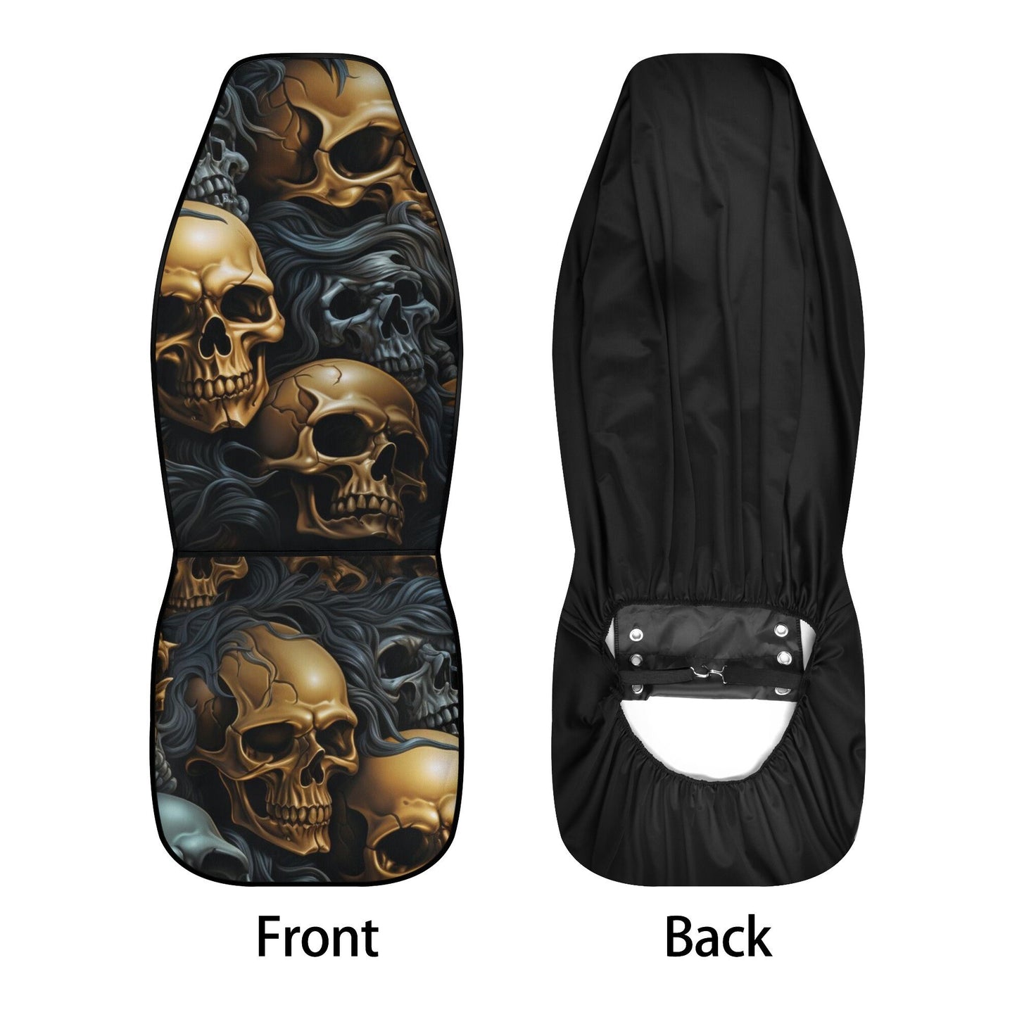 Skull with scythes car seat tool, rose skull slip-on seat covers, reaper skull car floor mat, death skull rug for car, skeleton car mat sets