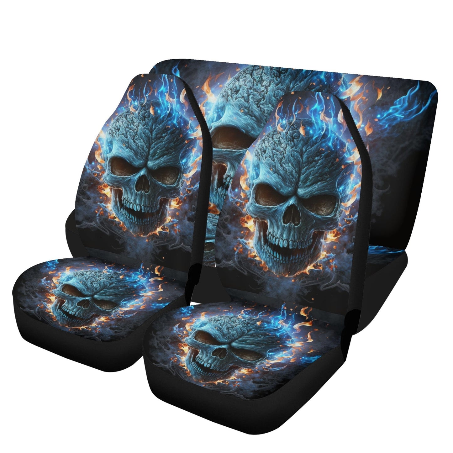 Gothic skull mat for vehicles, punisher skull seat cover for truck, reaper skull car seat belt covers, gothic skull car seat cover full sets