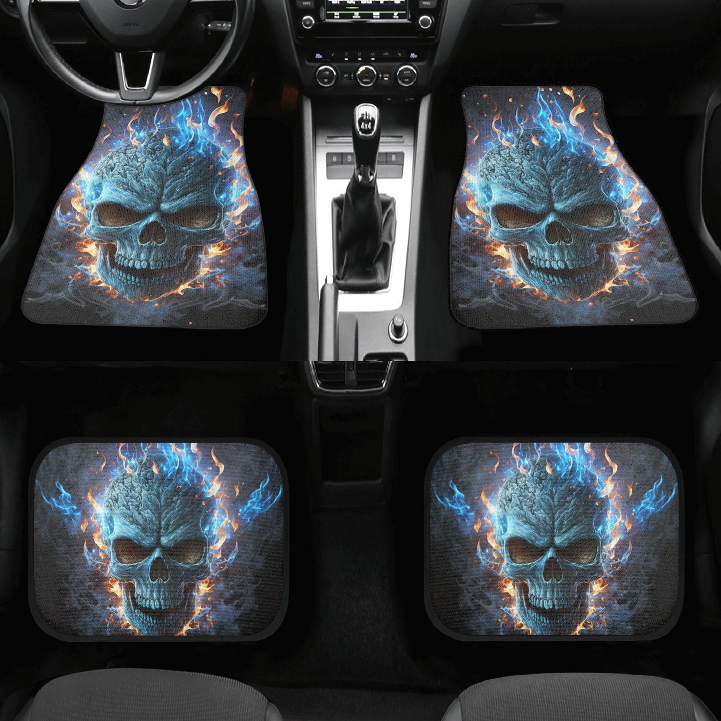 Gothic skull mat for vehicles, punisher skull seat cover for truck, reaper skull car seat belt covers, gothic skull car seat cover full sets