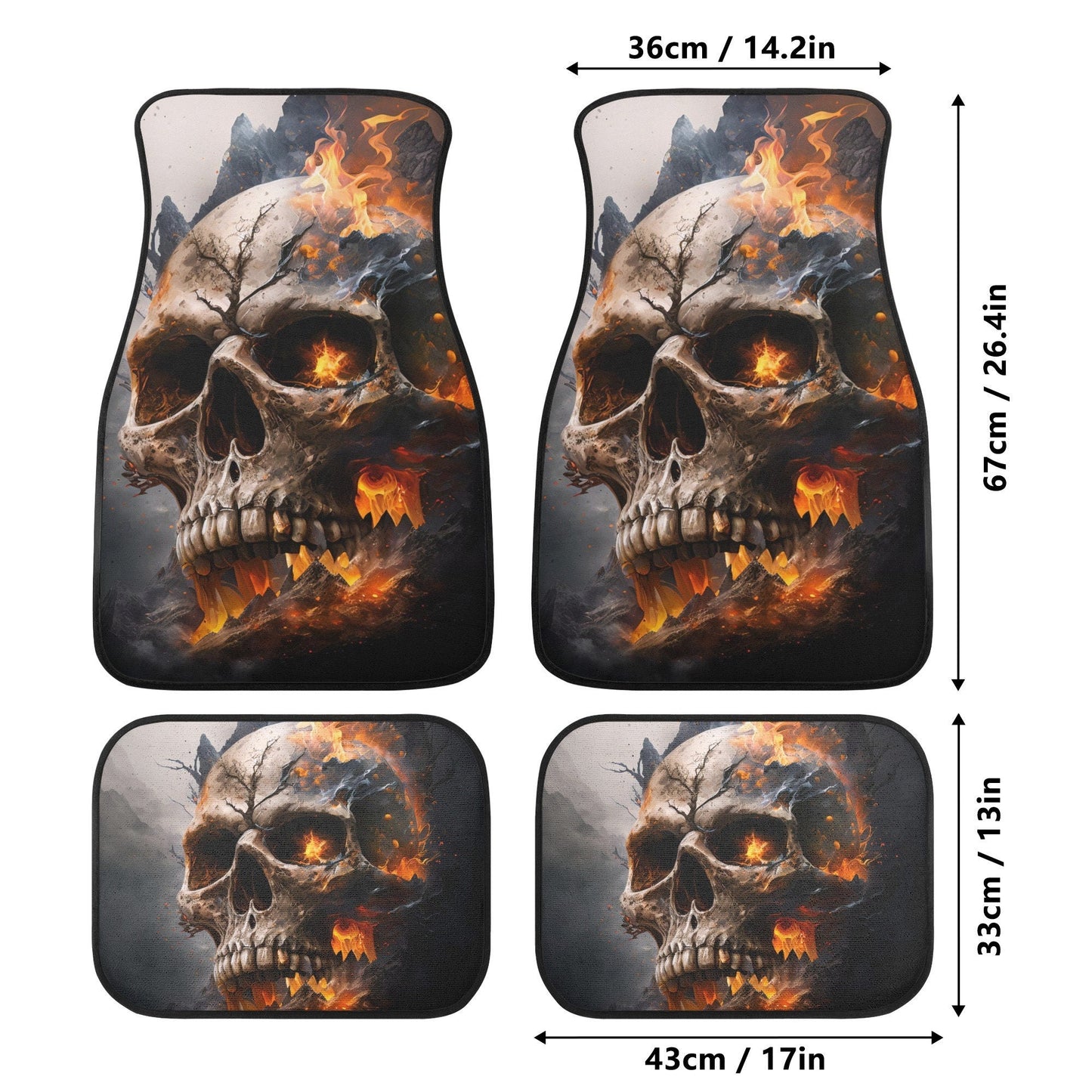 Flaming skull car seat , skull rug mat for car, halloween car shifter gear cover, death skull armrest covers, death skull seat cover protect