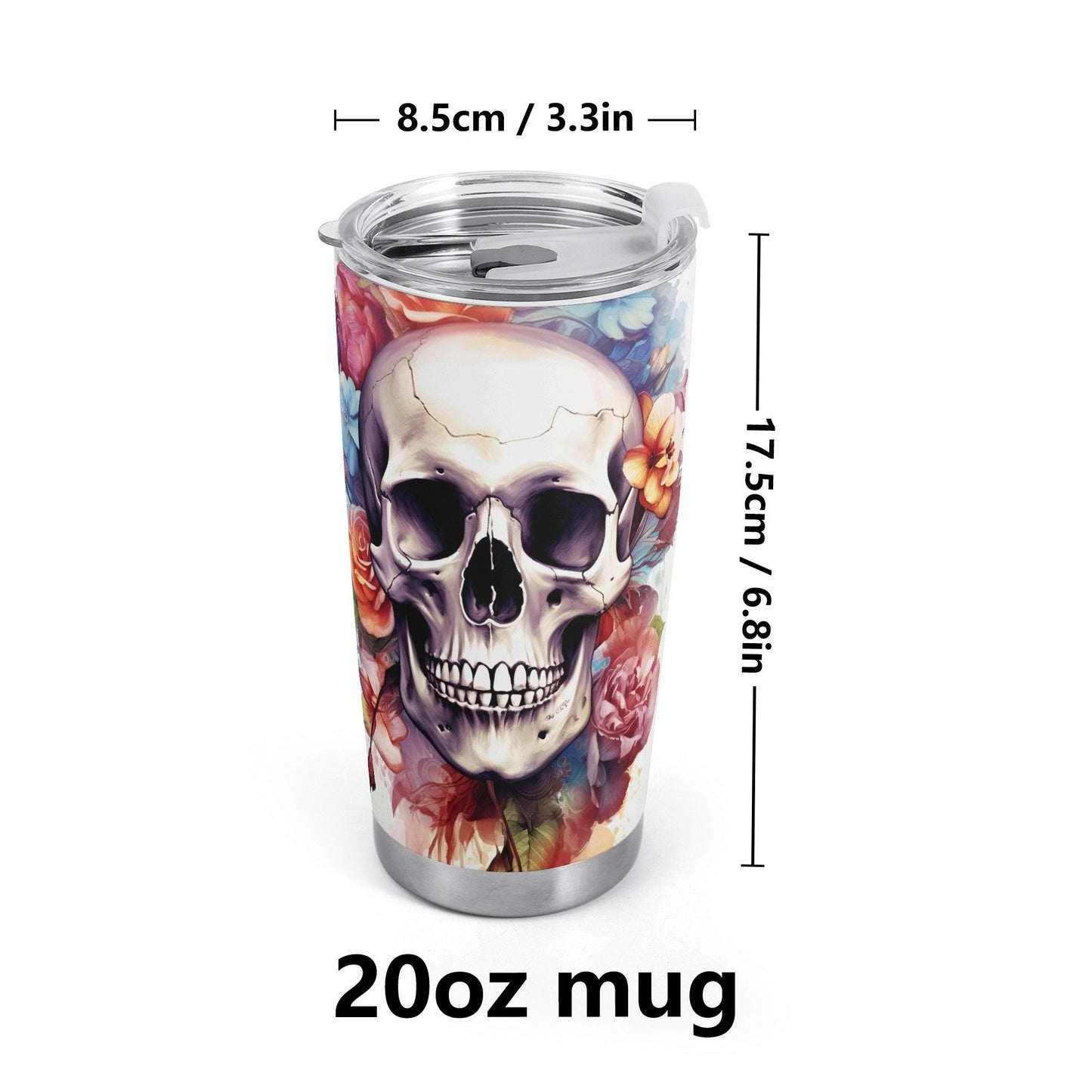 Motorcycle skull tumblr, floral skull tumbler cup mug, reaper skull beer mug, motorcycle skull cup, punisher skull beer mug, motorcycle skul