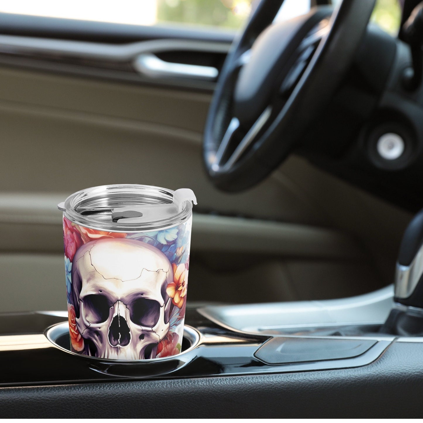 Motorcycle skull tumblr, floral skull tumbler cup mug, reaper skull beer mug, motorcycle skull cup, punisher skull beer mug, motorcycle skul