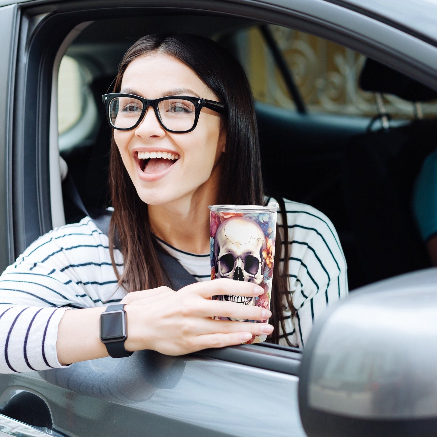 Motorcycle skull tumblr, floral skull tumbler cup mug, reaper skull beer mug, motorcycle skull cup, punisher skull beer mug, motorcycle skul