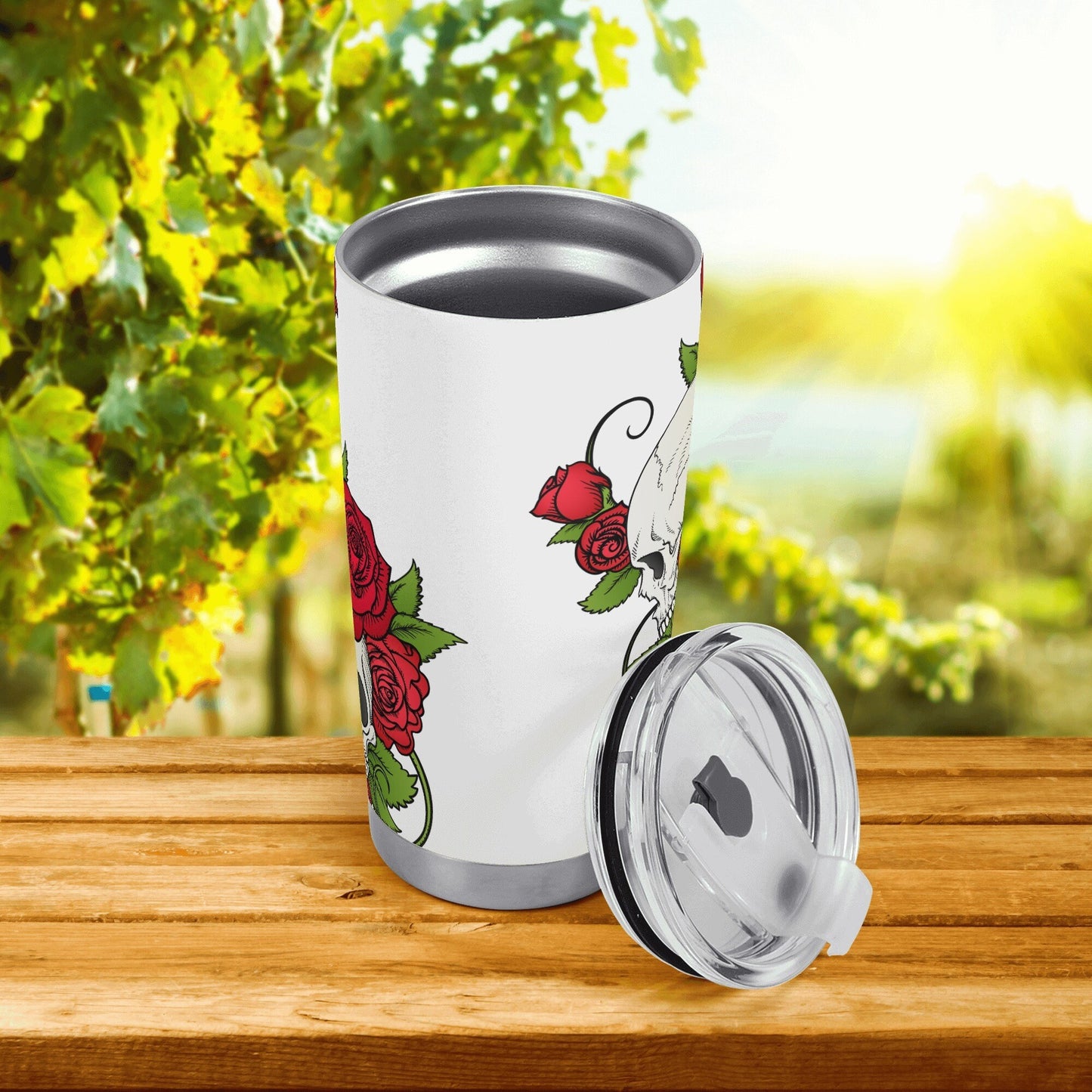 Flower skull beer mug, skull in fire travel mug, flame skull mug, death with scythes beer mug, flower skull coffee mug, grim reaper tumbler