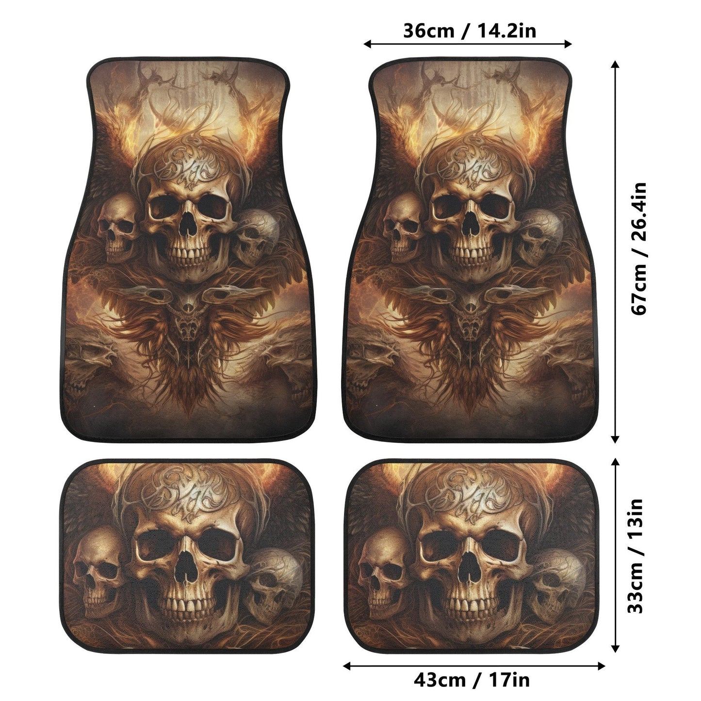 Skeleton car shifter gear cover, skull in fire washable car seat covers, flaming skull armrest covers, skull with scythes car tool christmas