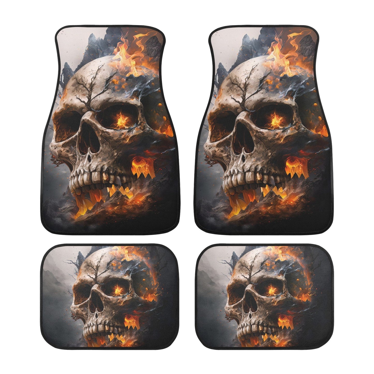 Flaming skull car seat , skull rug mat for car, halloween car shifter gear cover, death skull armrest covers, death skull seat cover protect