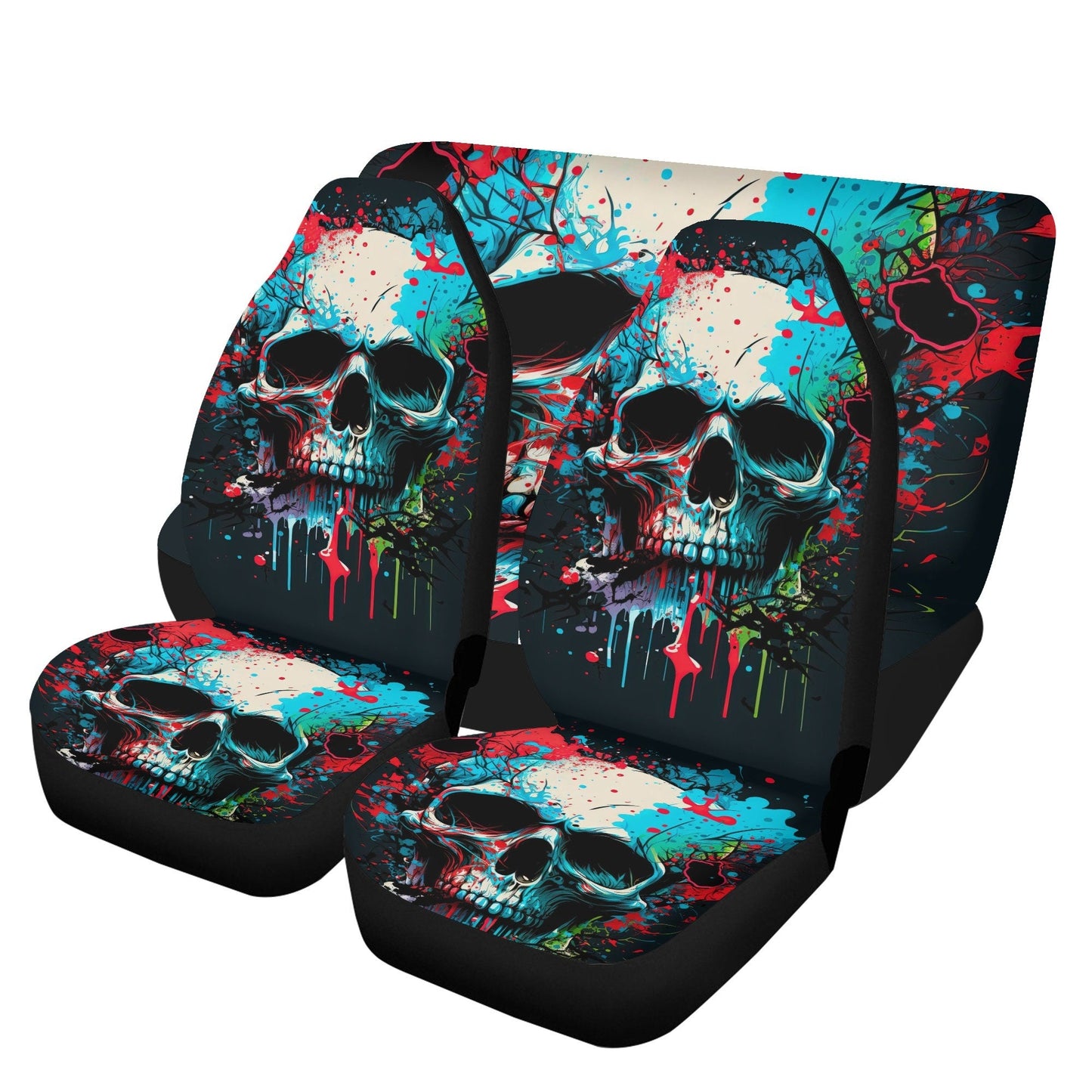 Flame skull cover cushion accessories for Cars, gothic skull car protector, punisher skull car seat cover, hooded skull seat cover for truck