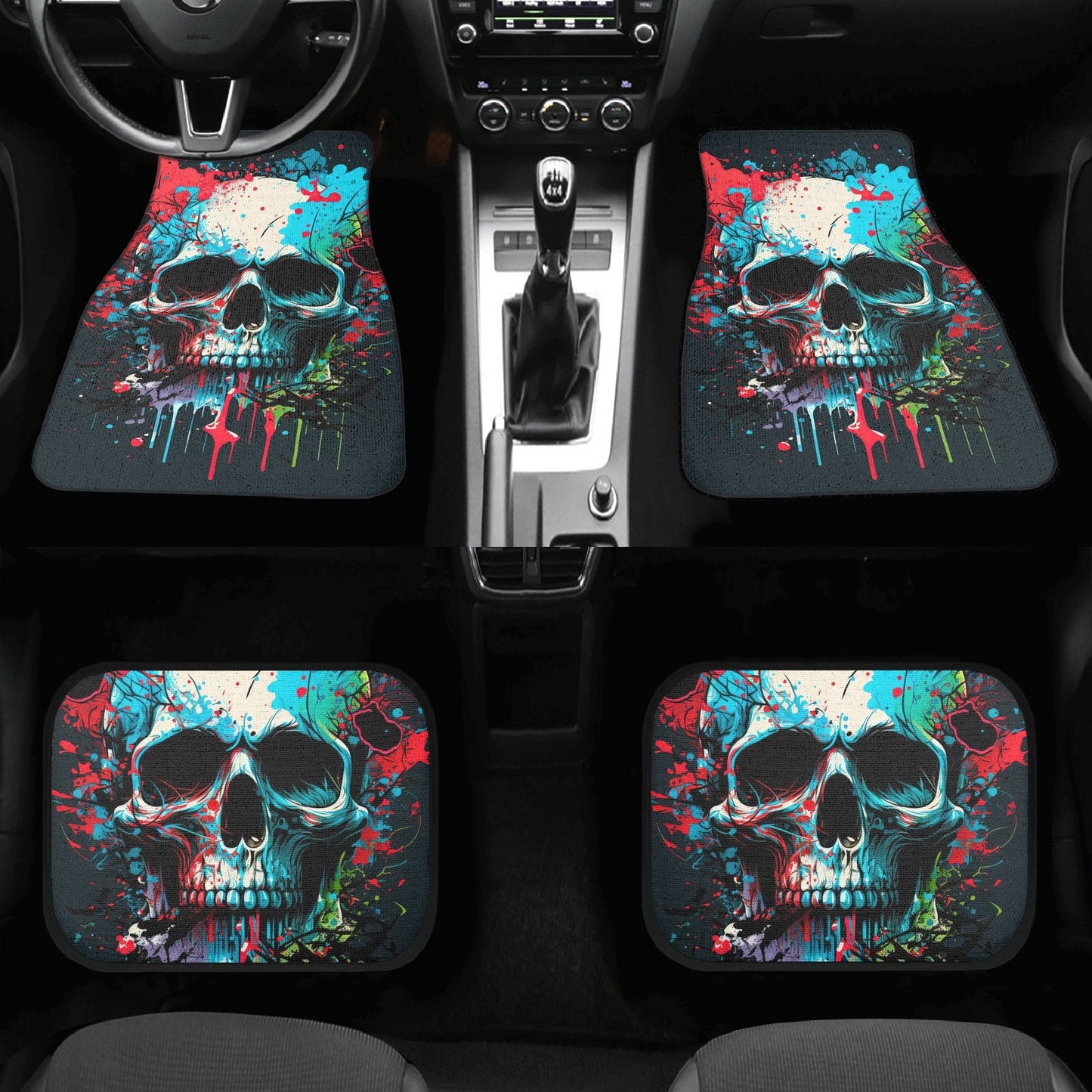 Flame skull cover cushion accessories for Cars, gothic skull car protector, punisher skull car seat cover, hooded skull seat cover for truck