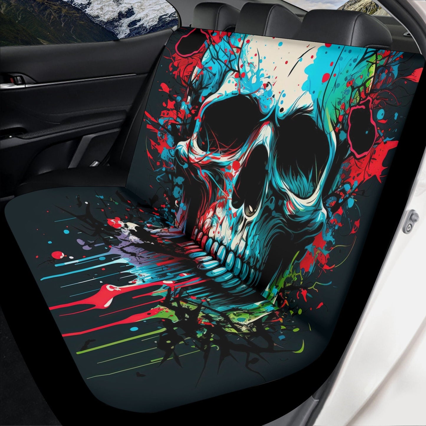 Flame skull cover cushion accessories for Cars, gothic skull car protector, punisher skull car seat cover, hooded skull seat cover for truck