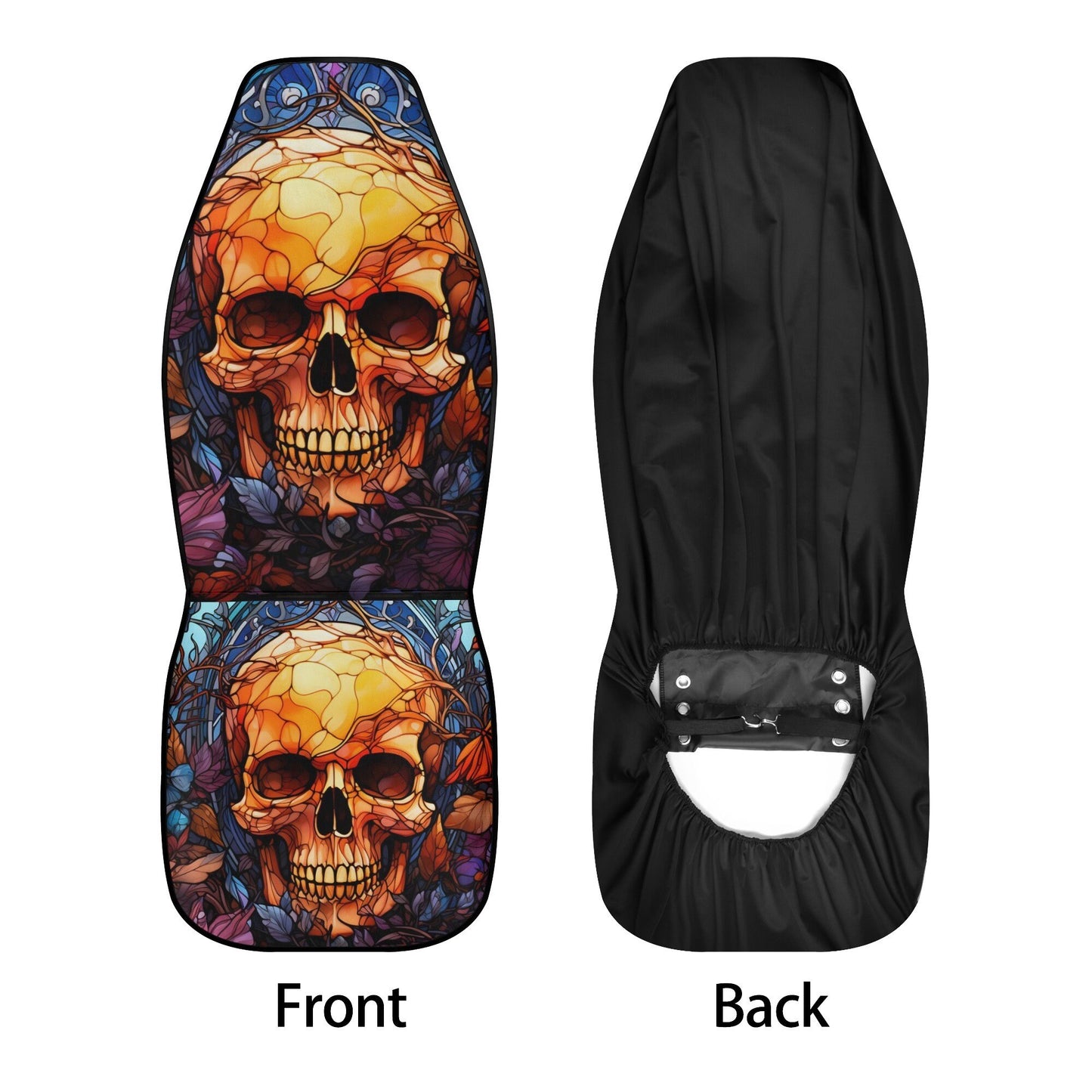 Reaper skull seat cover for car, death skull car shifter gear cover, flaming skull armrest covers, death with scythes rug mat for car mats