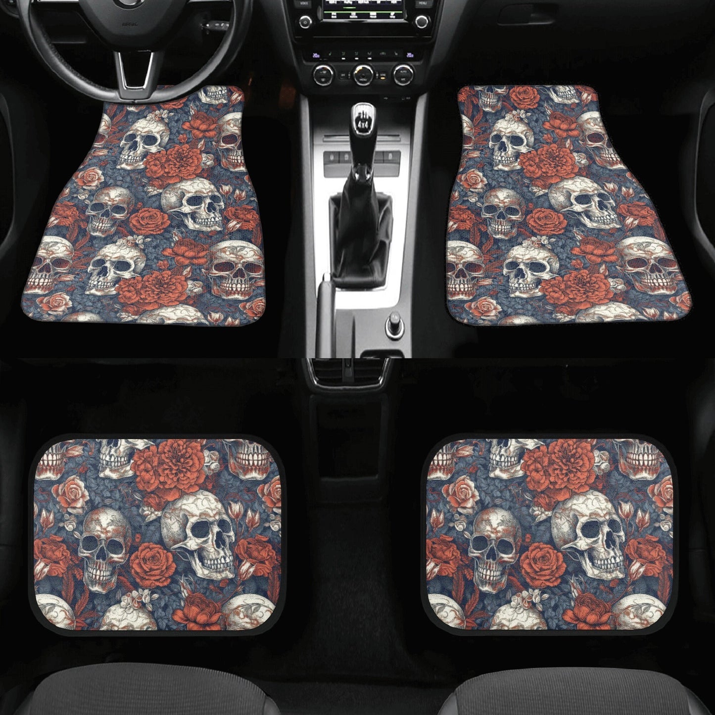 Hooded skull steering wheel, reaper skull car tool, motorcycle skull car floor mat, death with scythes truck seat cover, skull mats for car