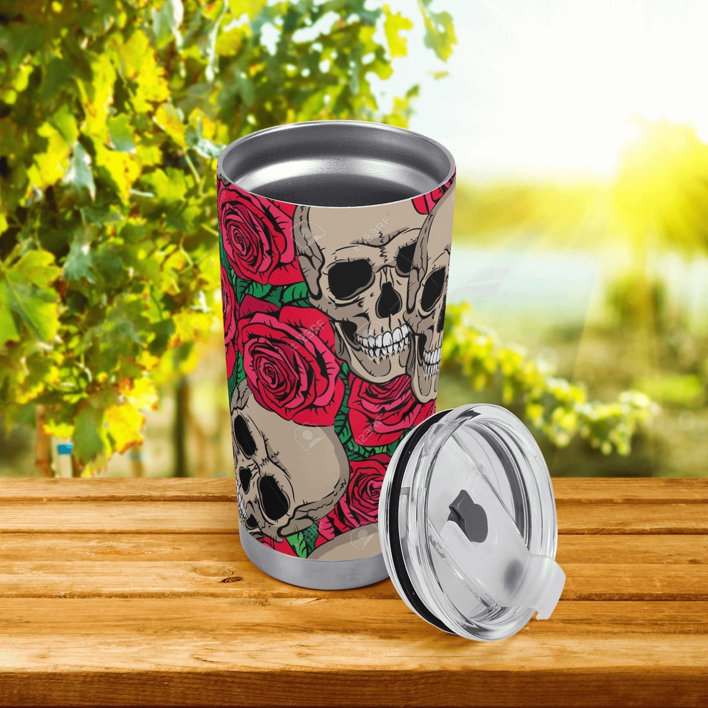 Floral skull coffee mug, motorcycle skull tumbler, gothic skull jumbo Mug, grim reaper freezer Mug, rose skull coffee mug, halloween freezer