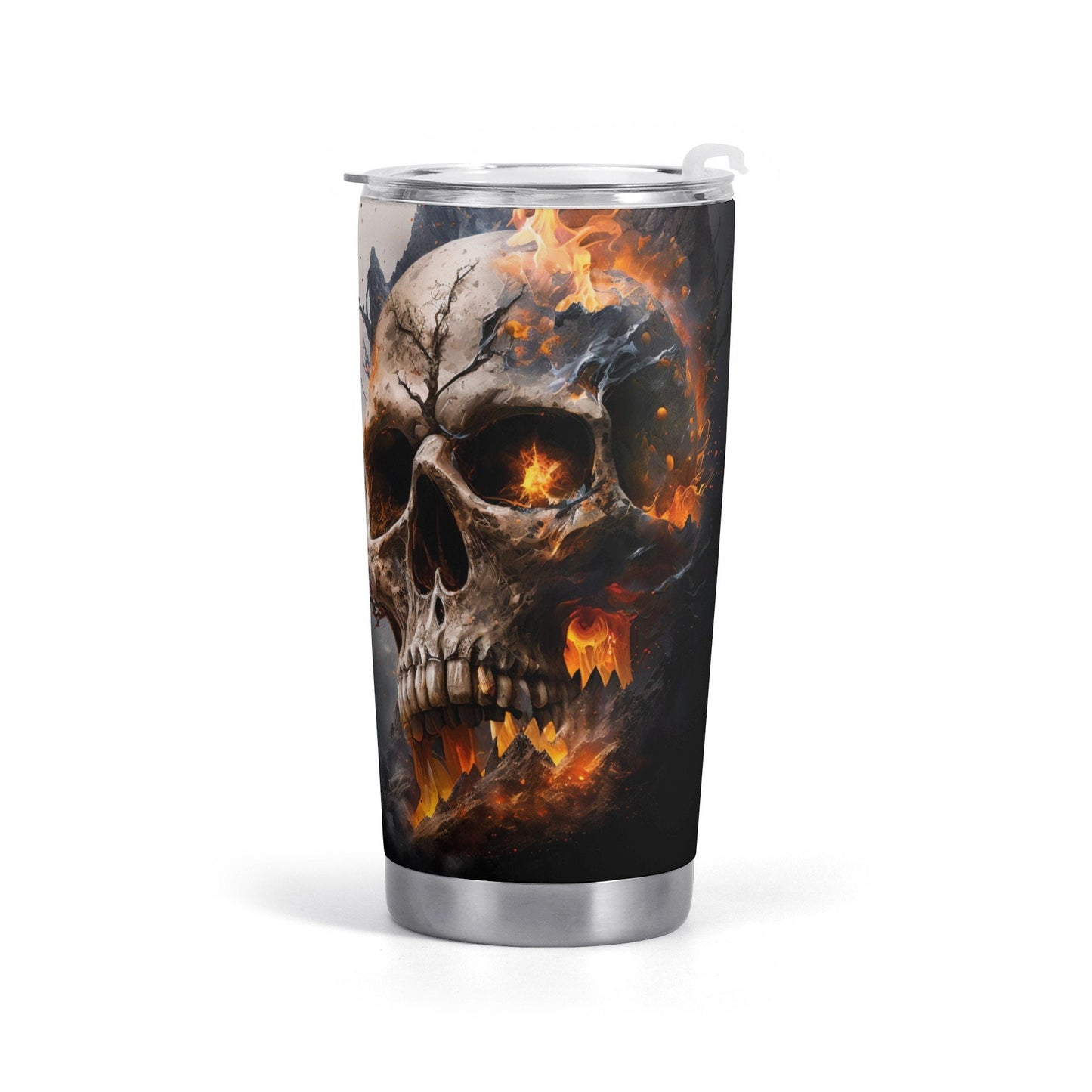 Skull in fire tumbler cup mug, skull in fire tumbler cup mug, goth mug, floral skull cup, death with scythes jumbo Mug, christmas skull mug