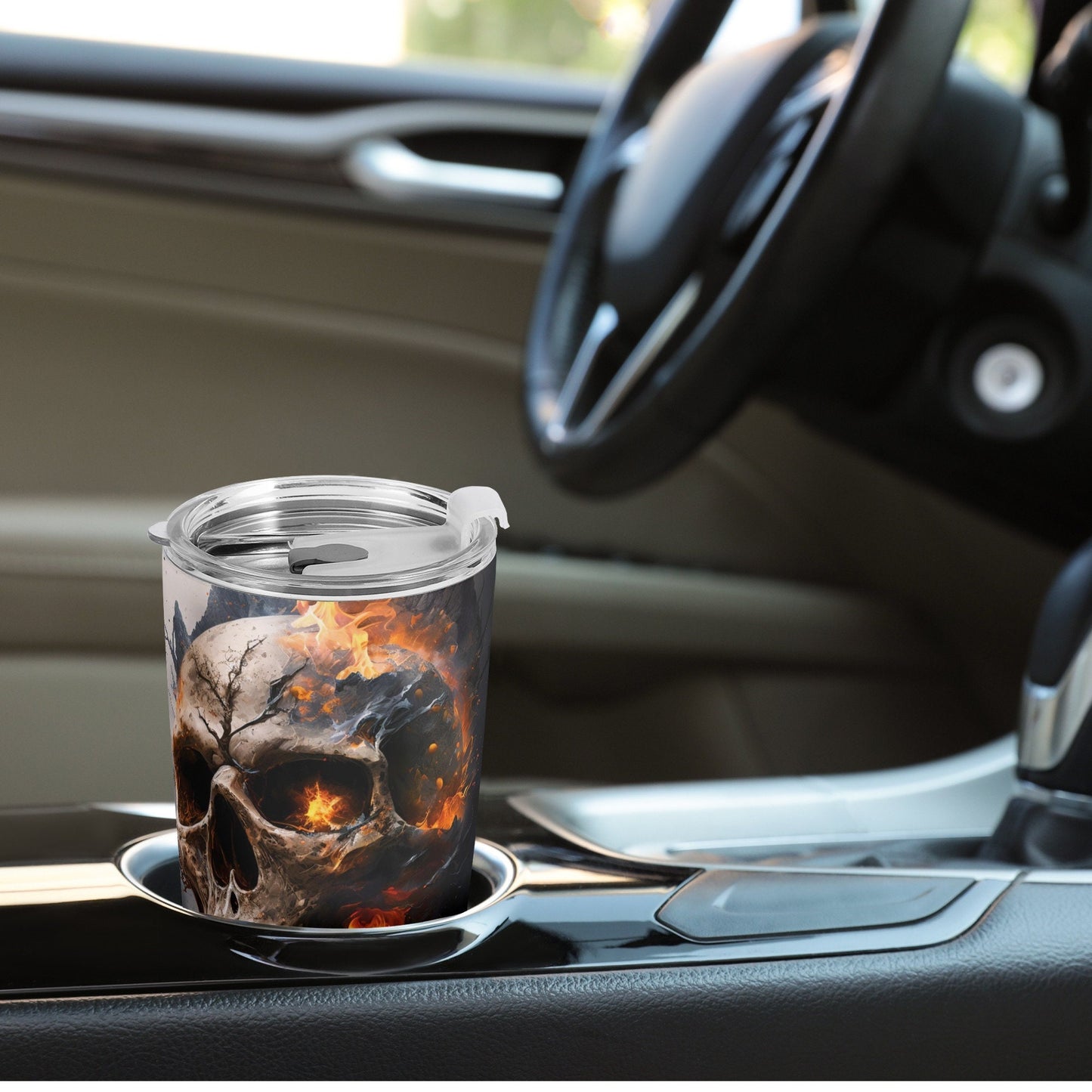 Skull in fire tumbler cup mug, skull in fire tumbler cup mug, goth mug, floral skull cup, death with scythes jumbo Mug, christmas skull mug