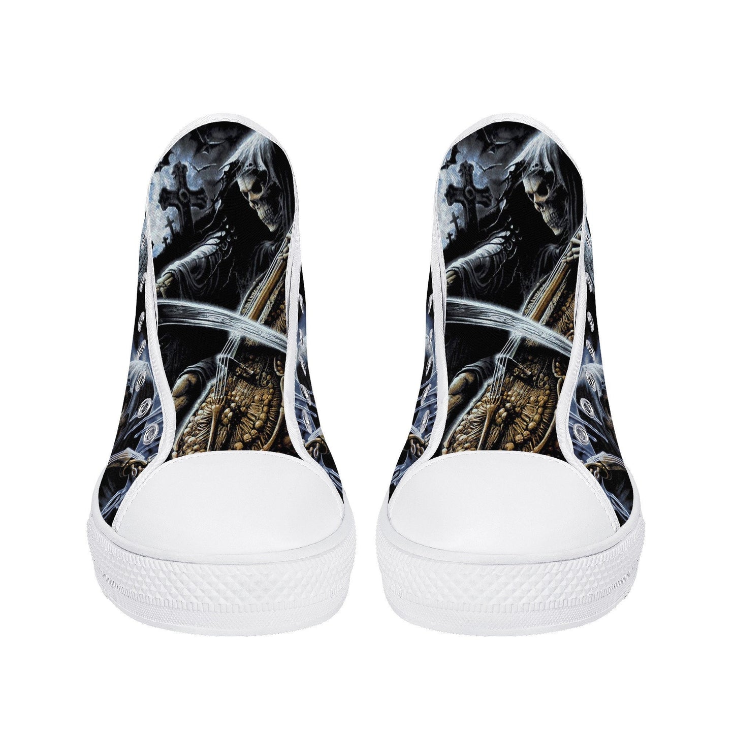 Punisher skull shoes for her, reaper skull shoes for her, rose skull men shoes, skull with scythes sneakers gift, evil face causual shoes, g