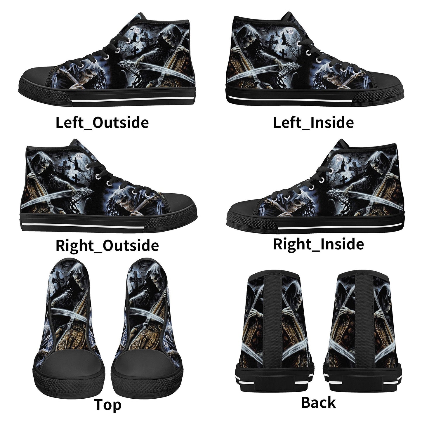 Punisher skull shoes for her, reaper skull shoes for her, rose skull men shoes, skull with scythes sneakers gift, evil face causual shoes, g