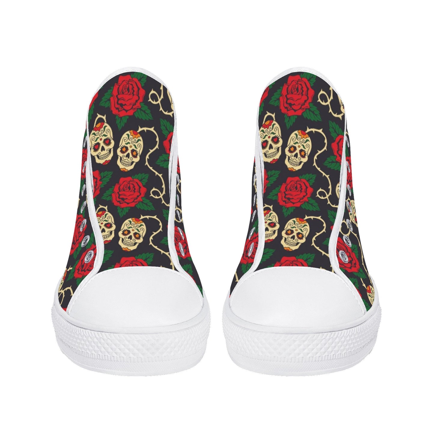 Floral skull causual shoes, flame skull high top shoes, motorcycle skull sneakers gift, skeleton men shoes, rose skull high top shoes, rose