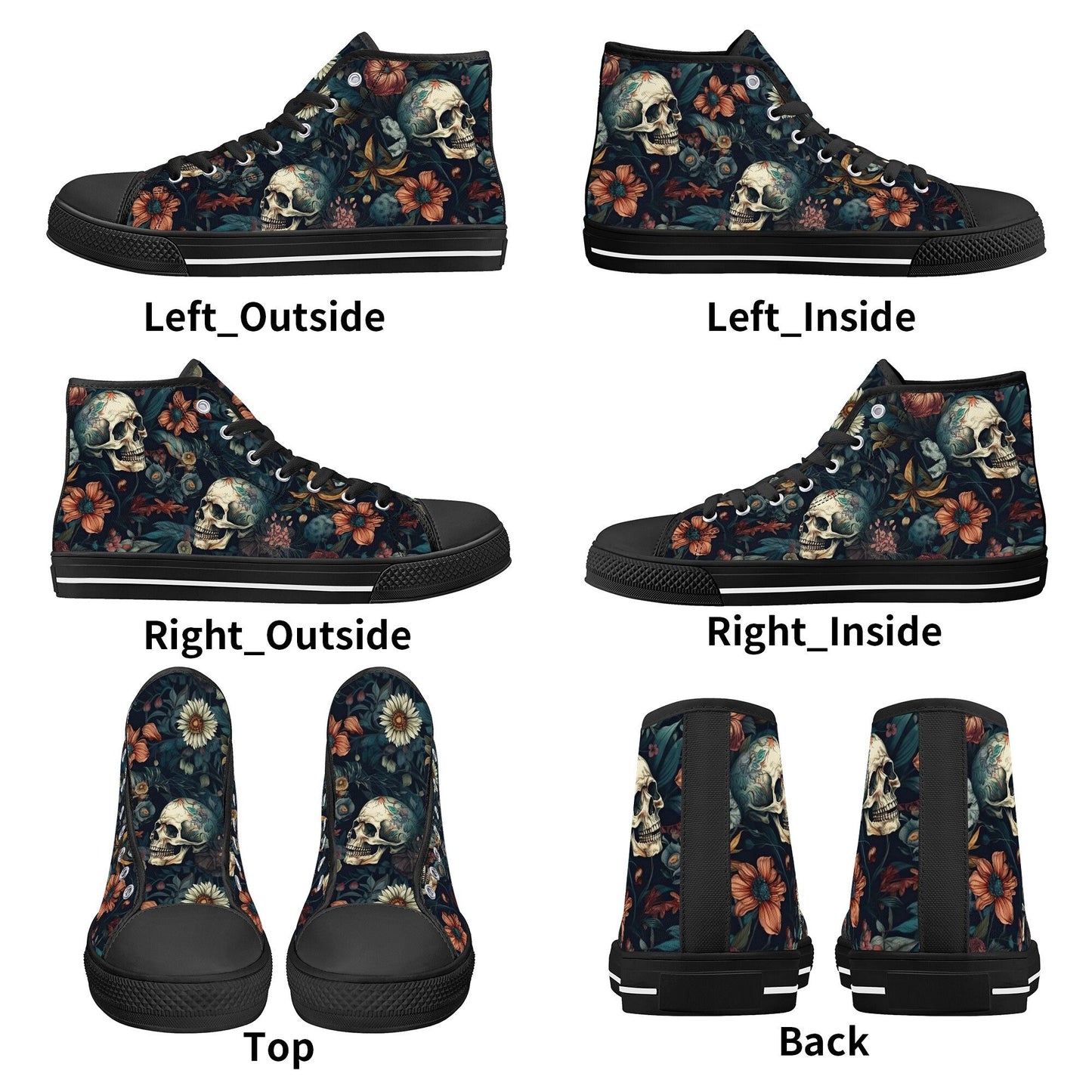 Christmas skull shoes for him, death skull canvas sneakers, skull with scythes shoes gift, biker skull shoes, flower skull sneakers, dark ho