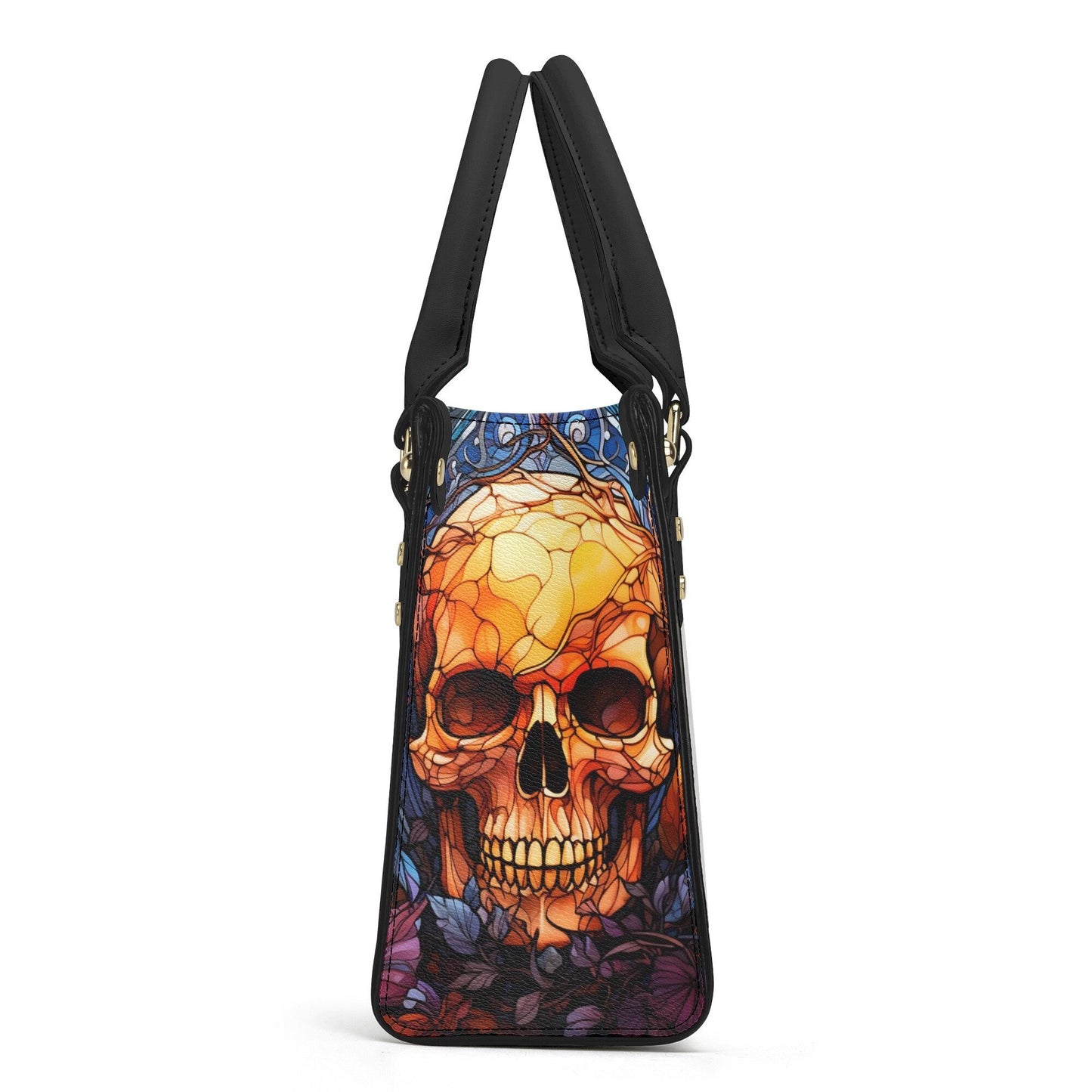 Flower skull cosmetic bag, skull women's handbag, skull handbag with strap, spooky death crossbody bag, gothic skull women's handbag, skelet