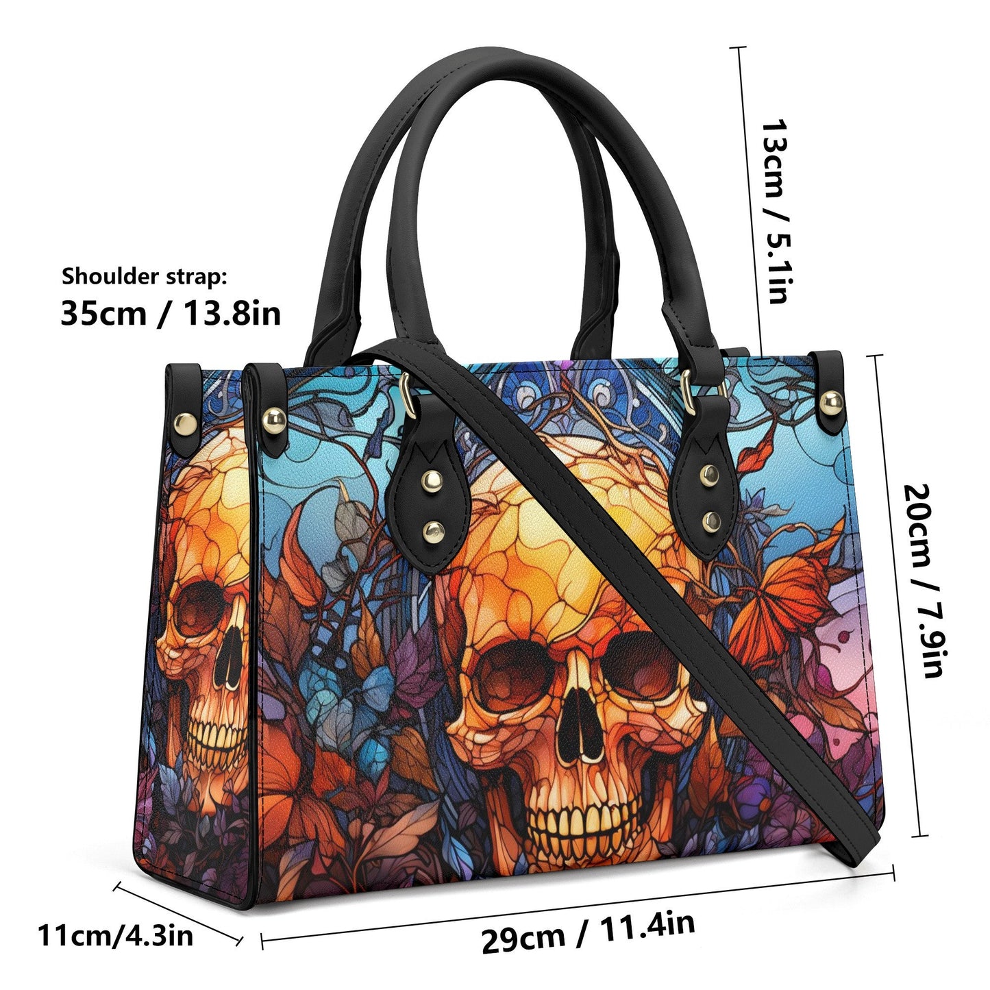 Flower skull cosmetic bag, skull women's handbag, skull handbag with strap, spooky death crossbody bag, gothic skull women's handbag, skelet