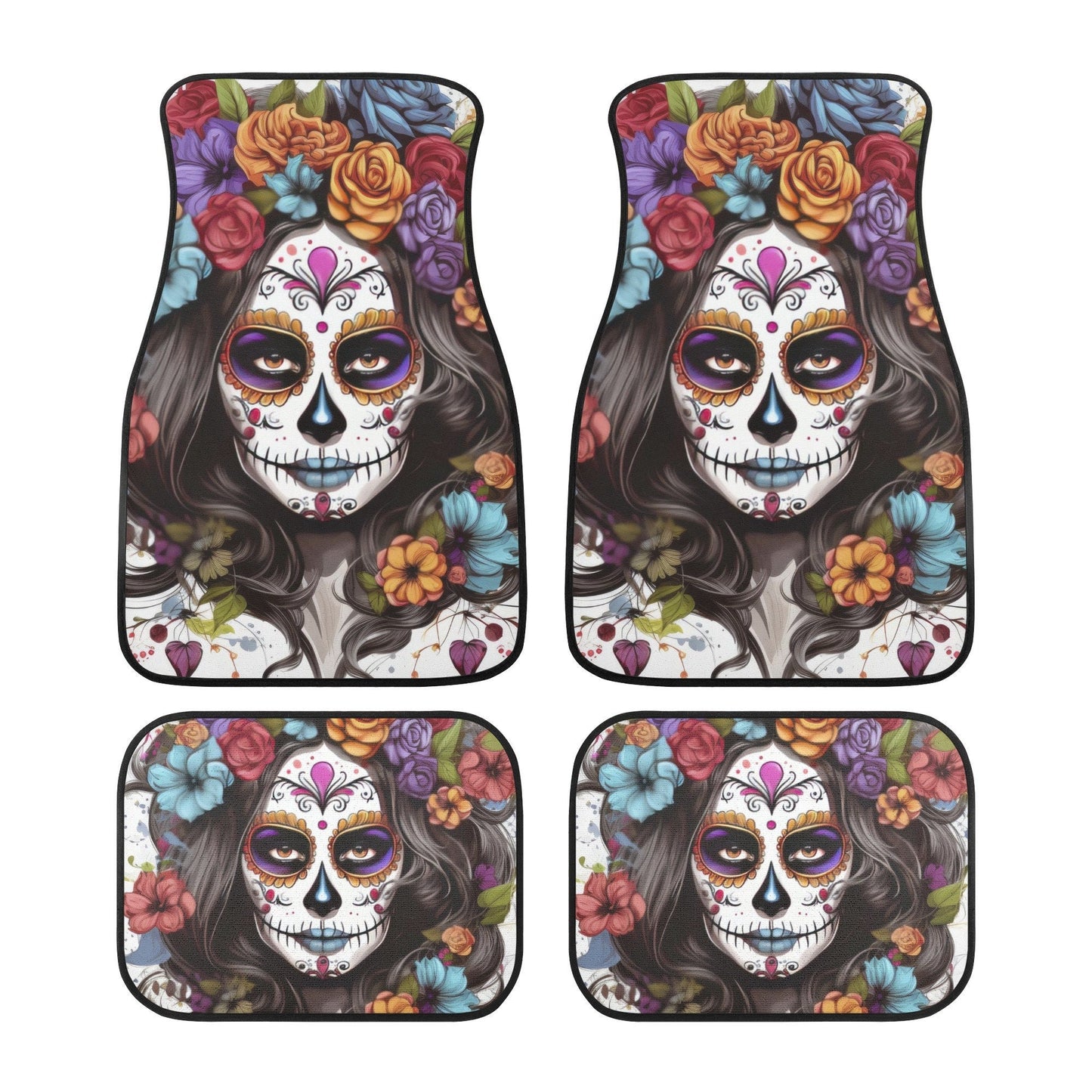 Mexican skull car seat cover full set, floral sugar skull cover cushion accessories for Cars, sugar skull girl seat cover for car, mexico ru