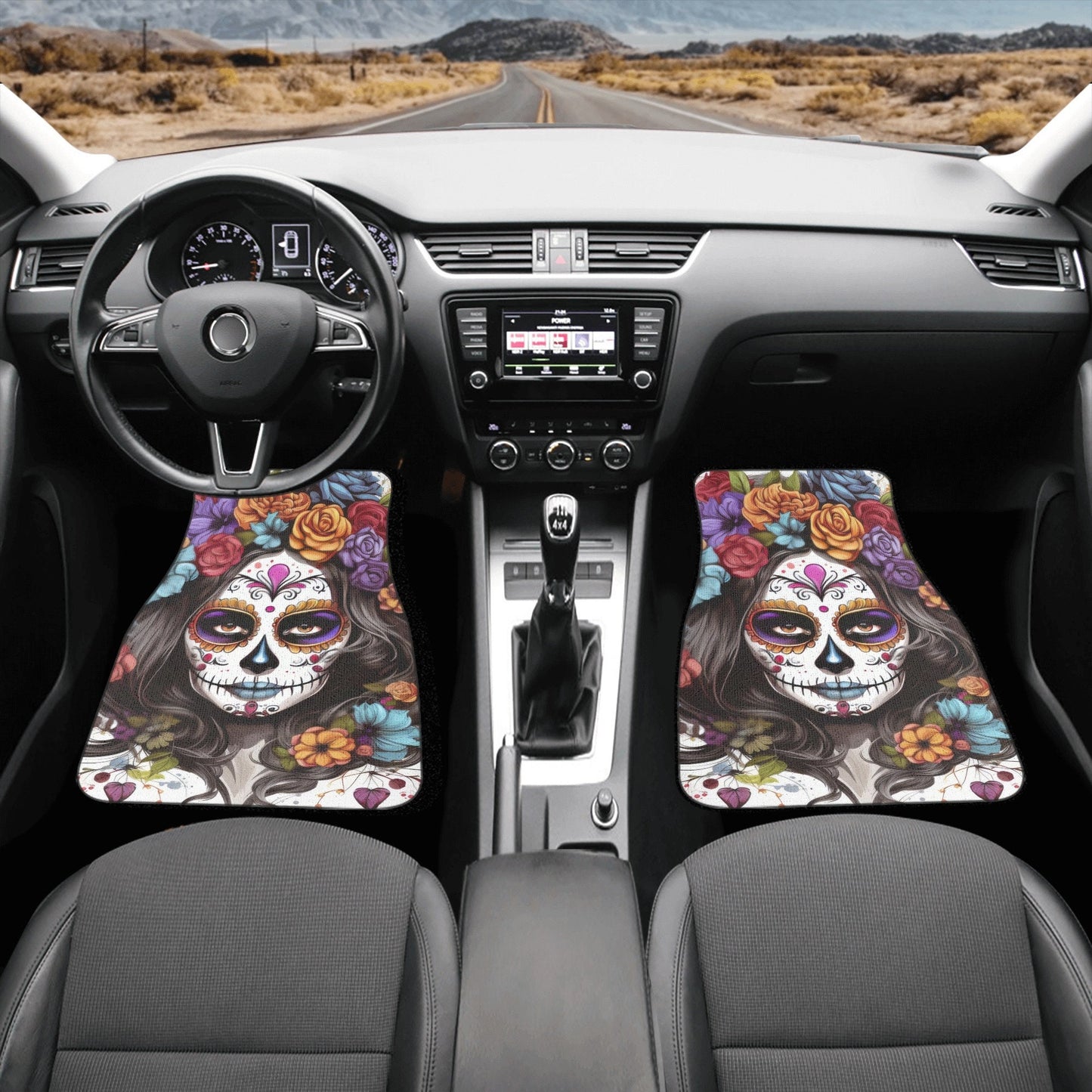 Mexican skull car seat cover full set, floral sugar skull cover cushion accessories for Cars, sugar skull girl seat cover for car, mexico ru