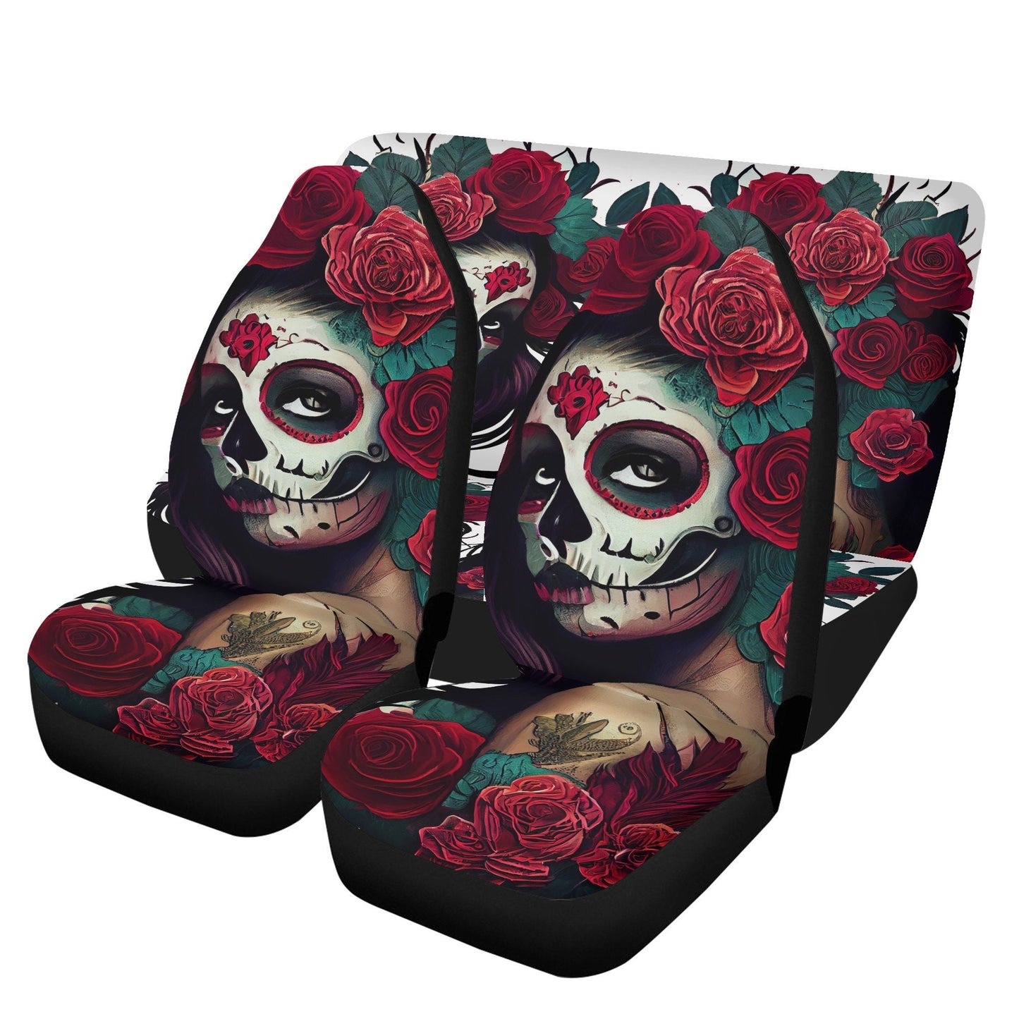 Dia de los muertos skull car seat cover full set, floral skull car seat cushion cover, cinco de mayo skull car seat cover, dia de los muerto