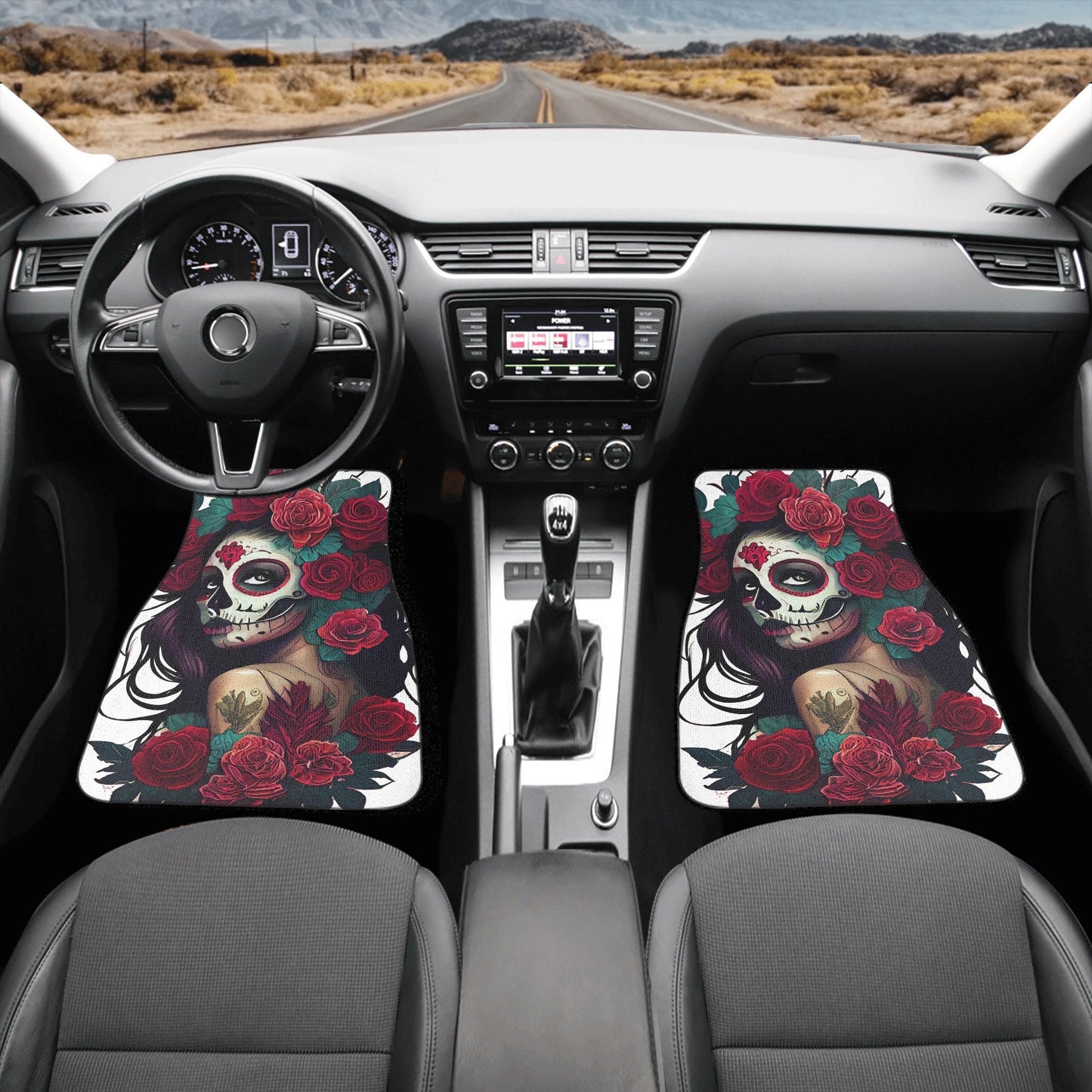 Dia de los muertos skull car seat cover full set, floral skull car seat cushion cover, cinco de mayo skull car seat cover, dia de los muerto