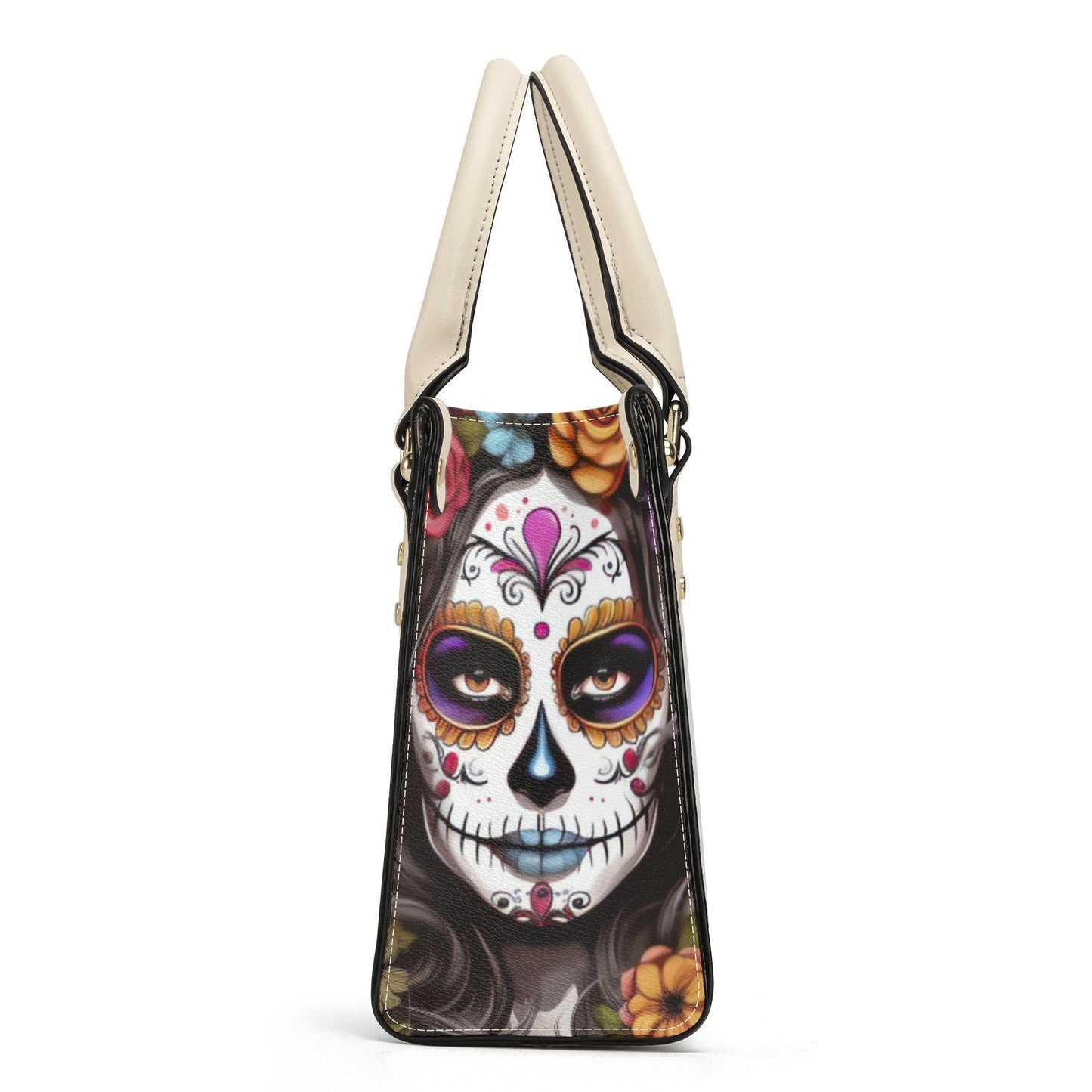 Mexican skull travel bag, day of the dead purse, floral sugar skull messenger bag, sugar skull girl travel bag, mexico tote bag, floral suga
