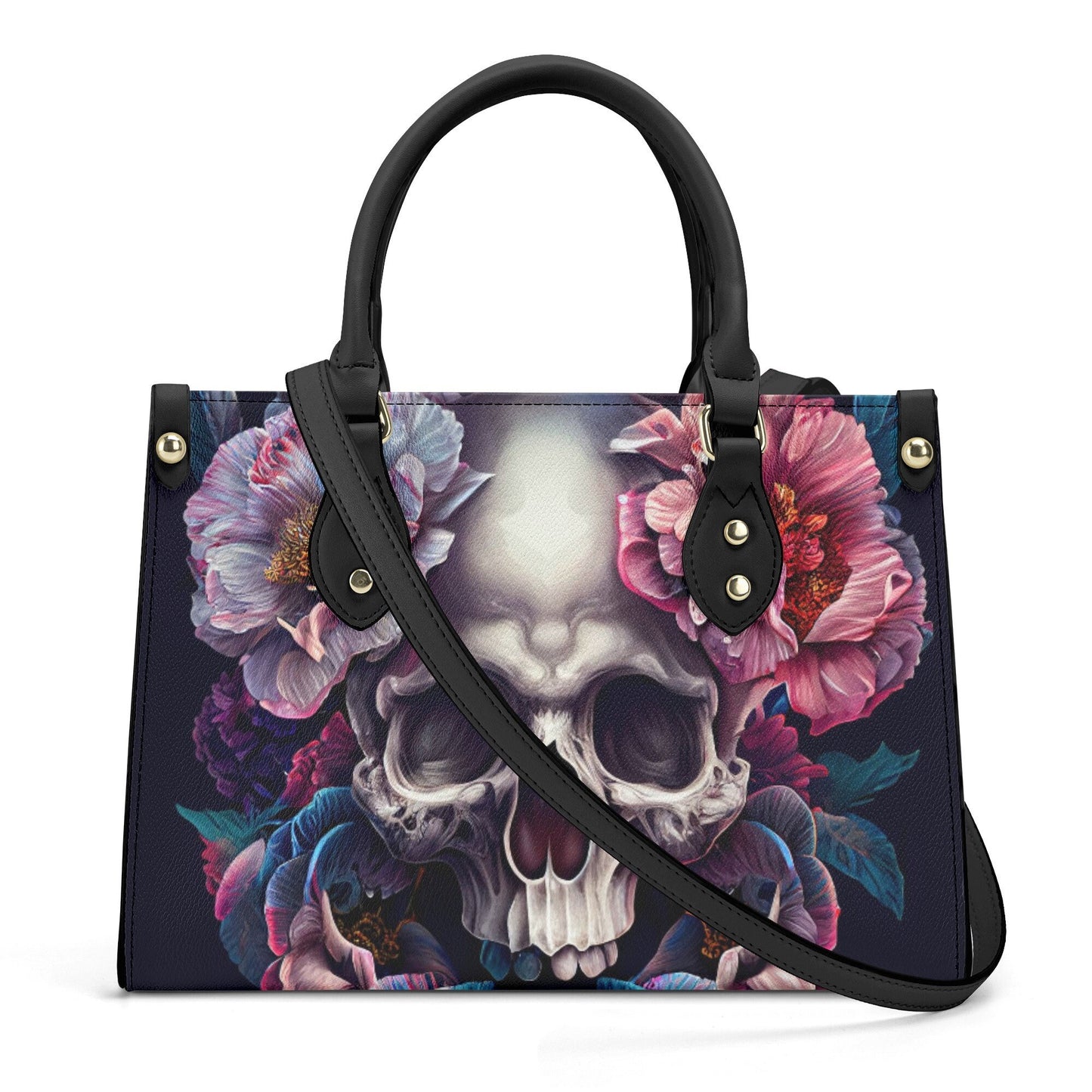 Spooky death handmade bag, halloween messenger bag, grim reaper handmade bag, floral skull handbag with strap, halloween body bag, punisher