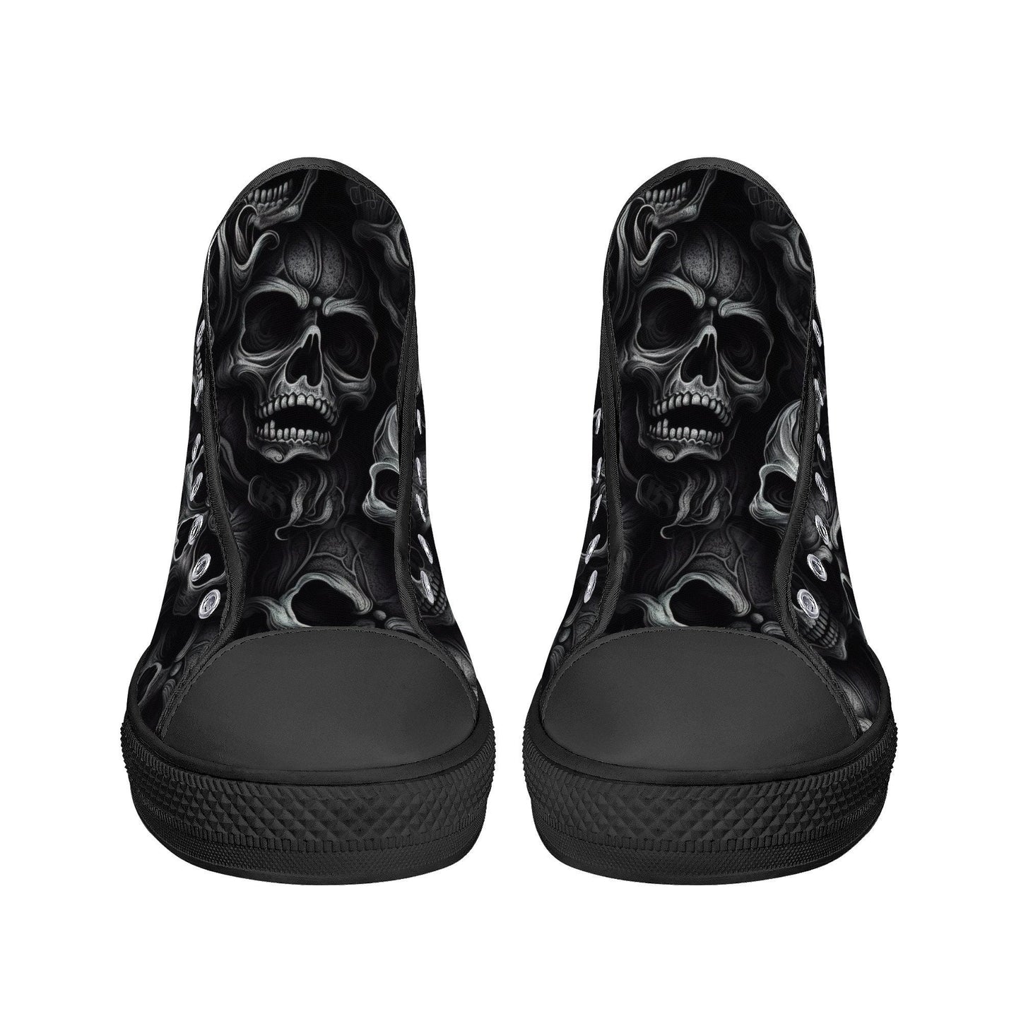 Hooded skull shoes gift, skull canvas shoes, punisher skull women shoes, christmas skull women shoes, christmas skull shoes gift, death with