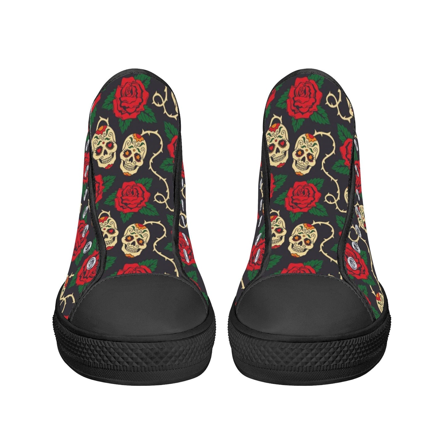 Floral skull causual shoes, flame skull high top shoes, motorcycle skull sneakers gift, skeleton men shoes, rose skull high top shoes, rose