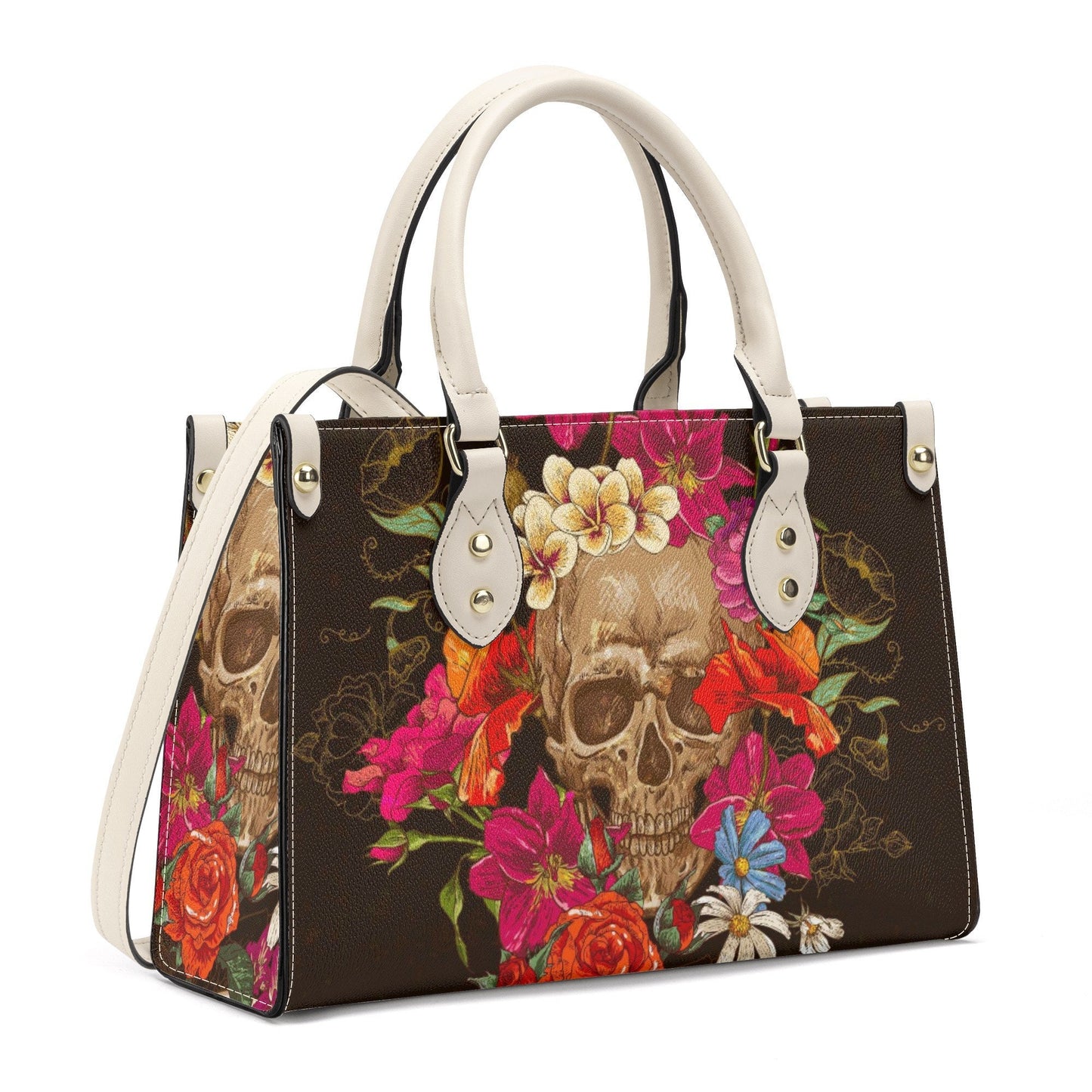 Sugar skull travel bag, mexican skull travel bag, day of the dead travel bag, floral sugar skull tote bag, calaveras skull purse, floral sku